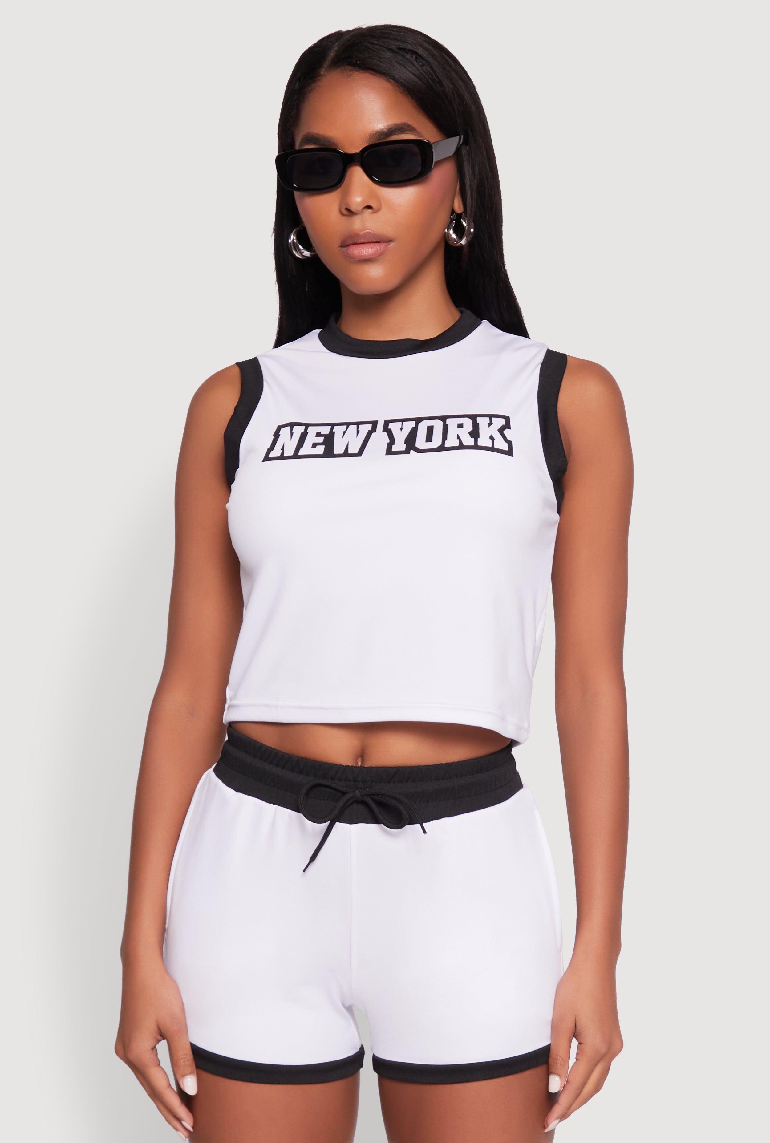 New York Graphic Contrast Trim Tank Top