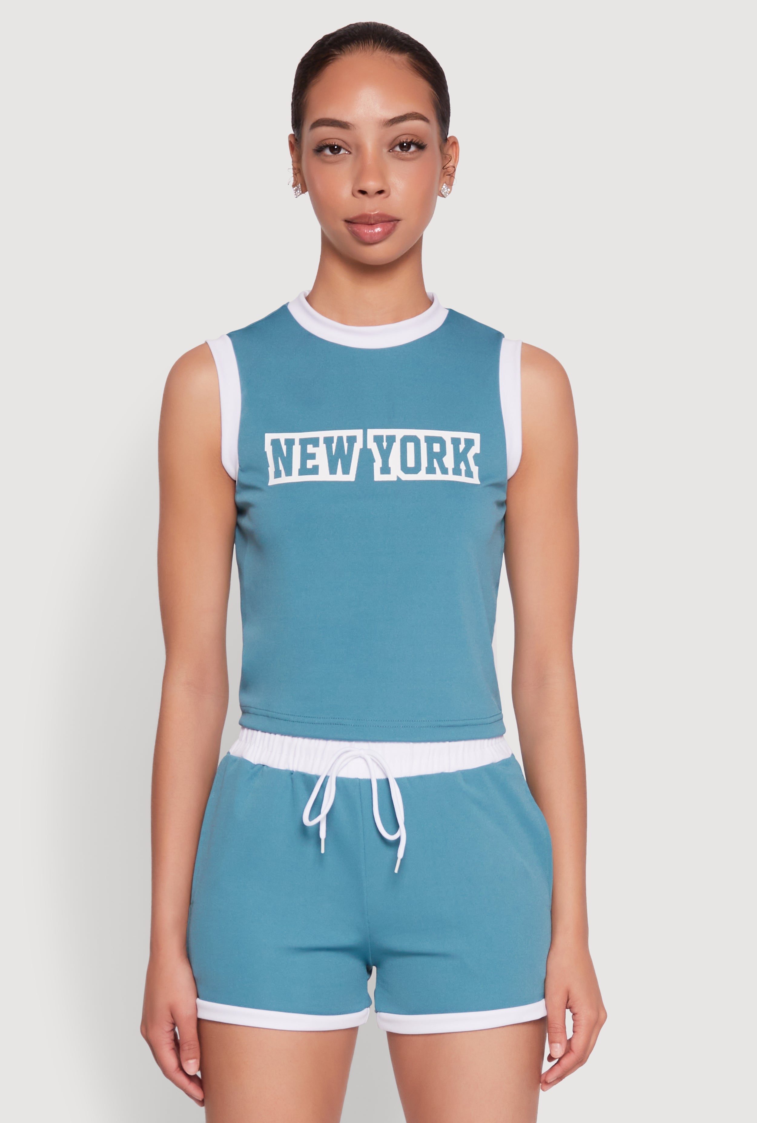 New York Graphic Contrast Trim Tank Top