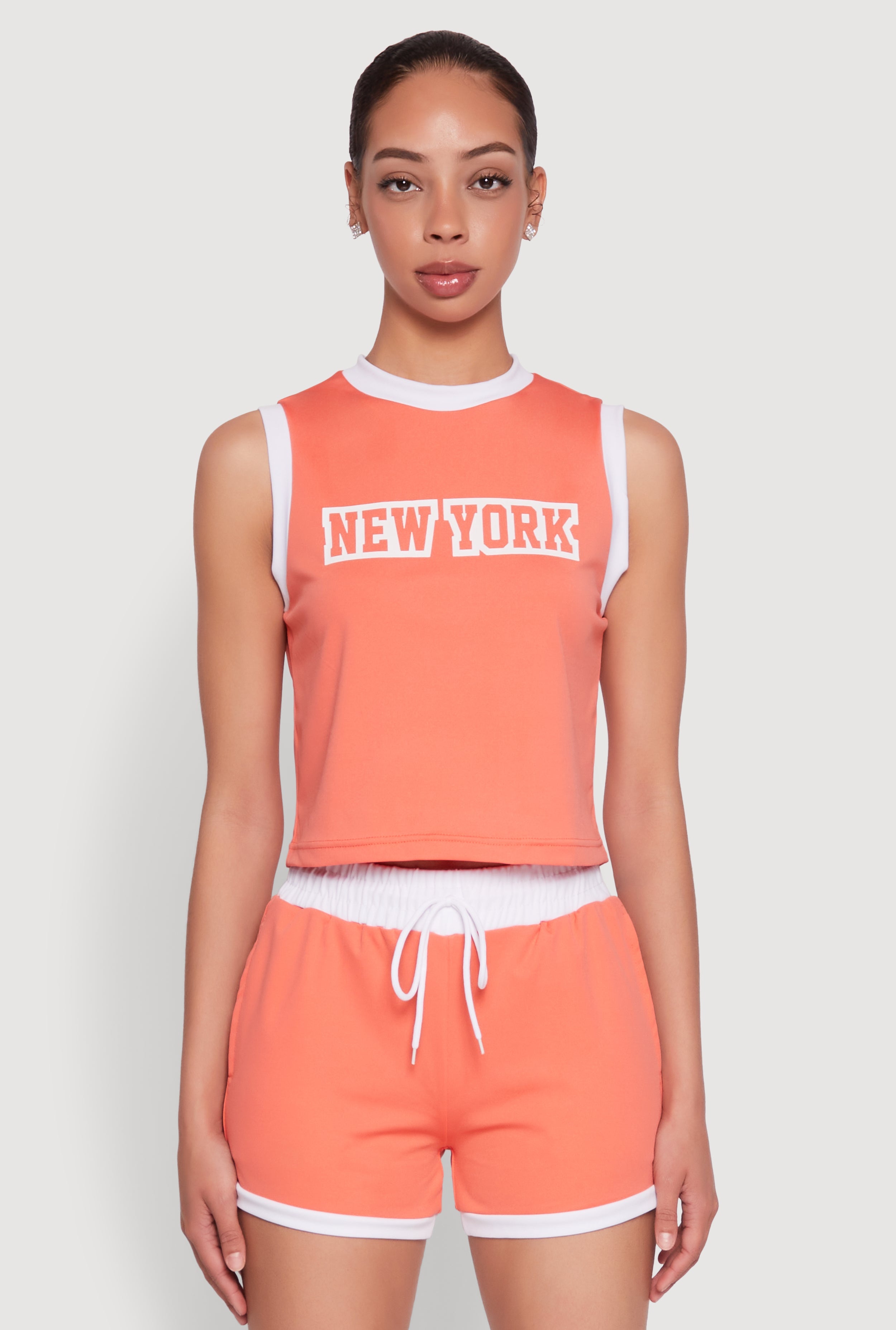 New York Graphic Contrast Trim Tank Top