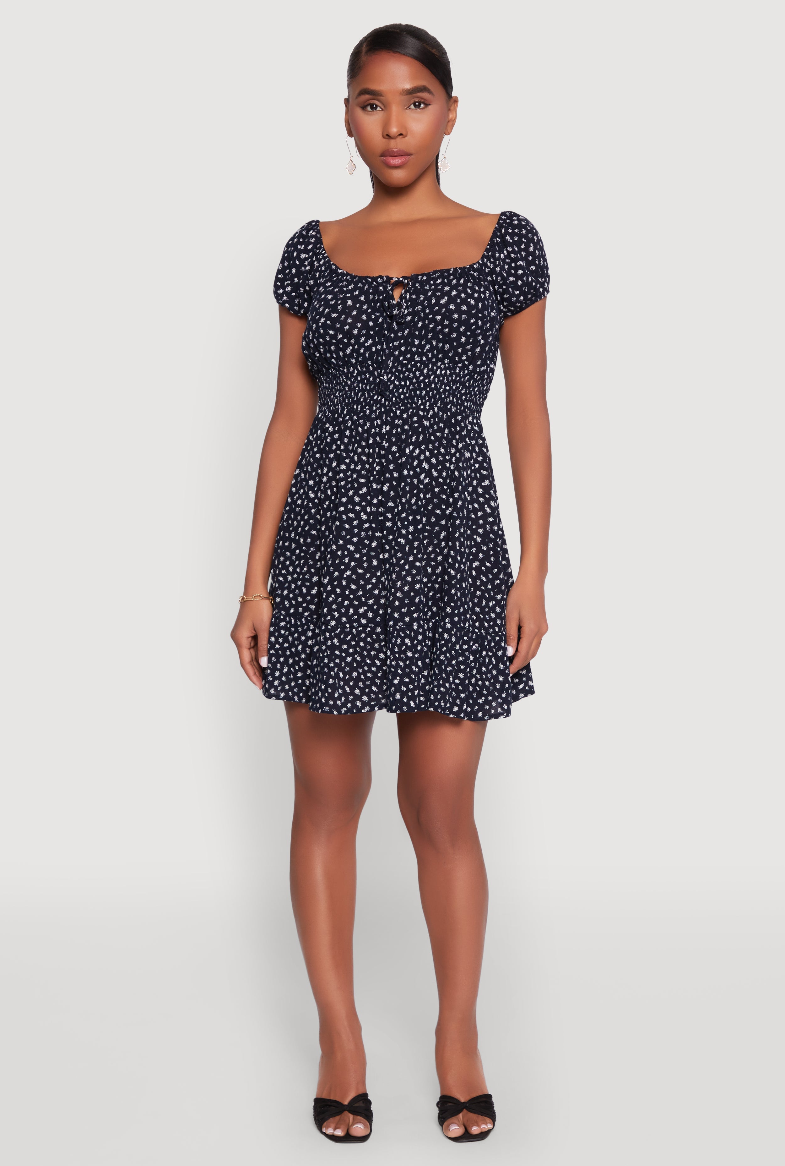 Floral Peasant Mini Dress