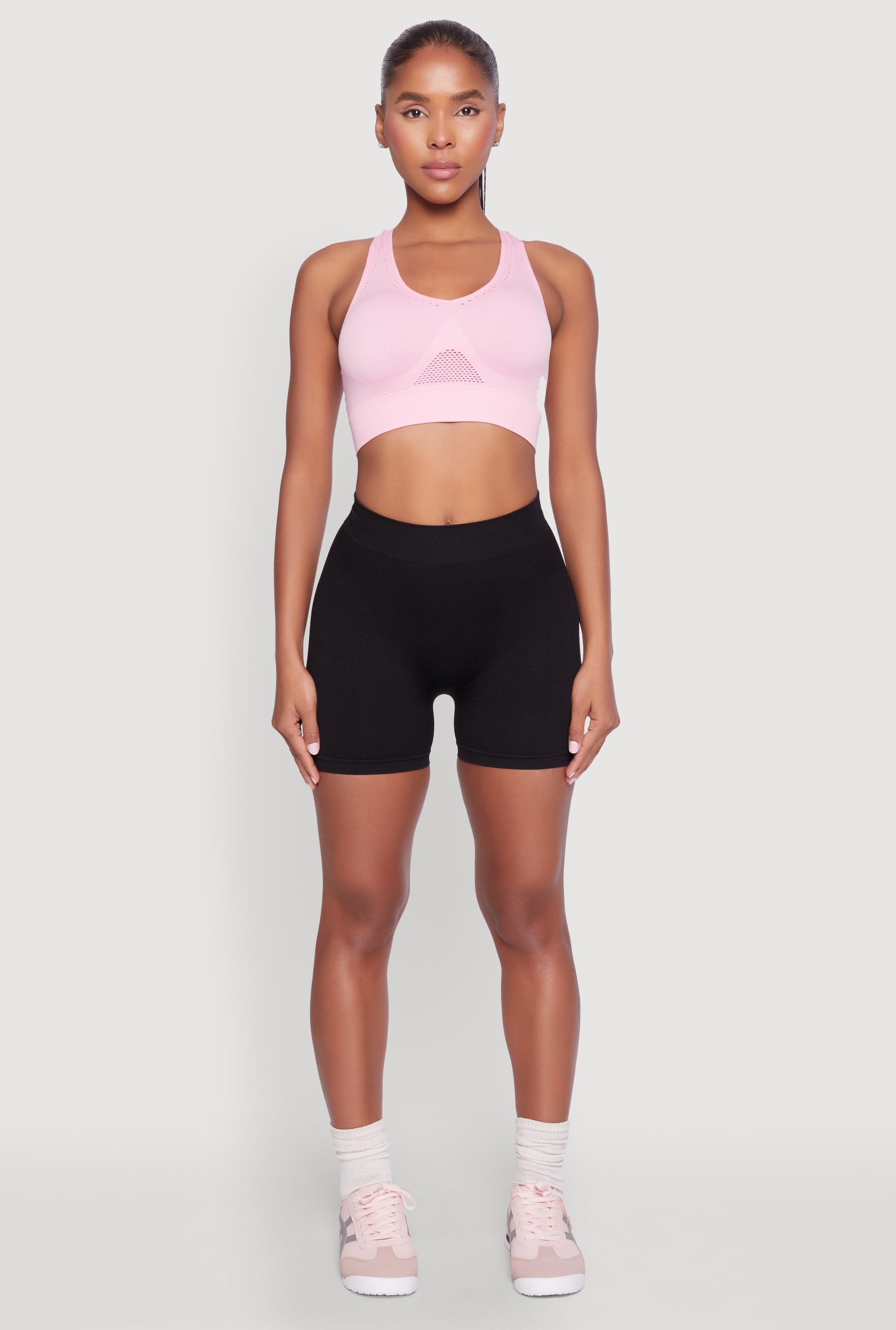 Cut Out Detail Seamless Racerback Sports Bra