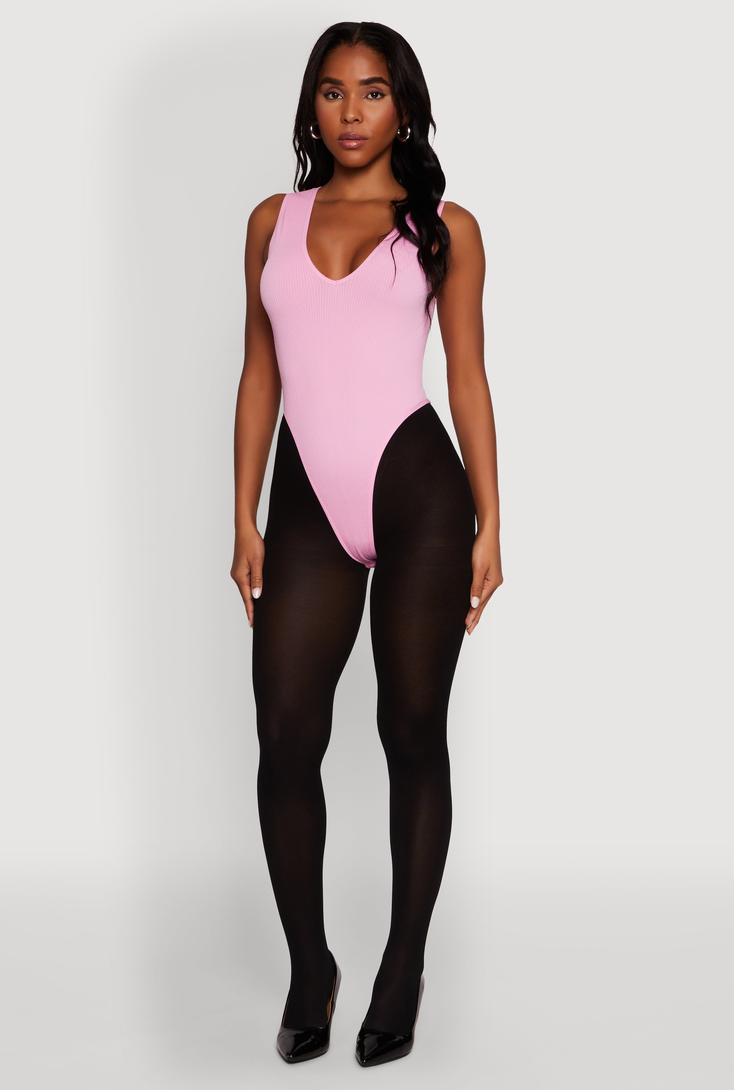 Seamless V Neck Thong Bodysuit
