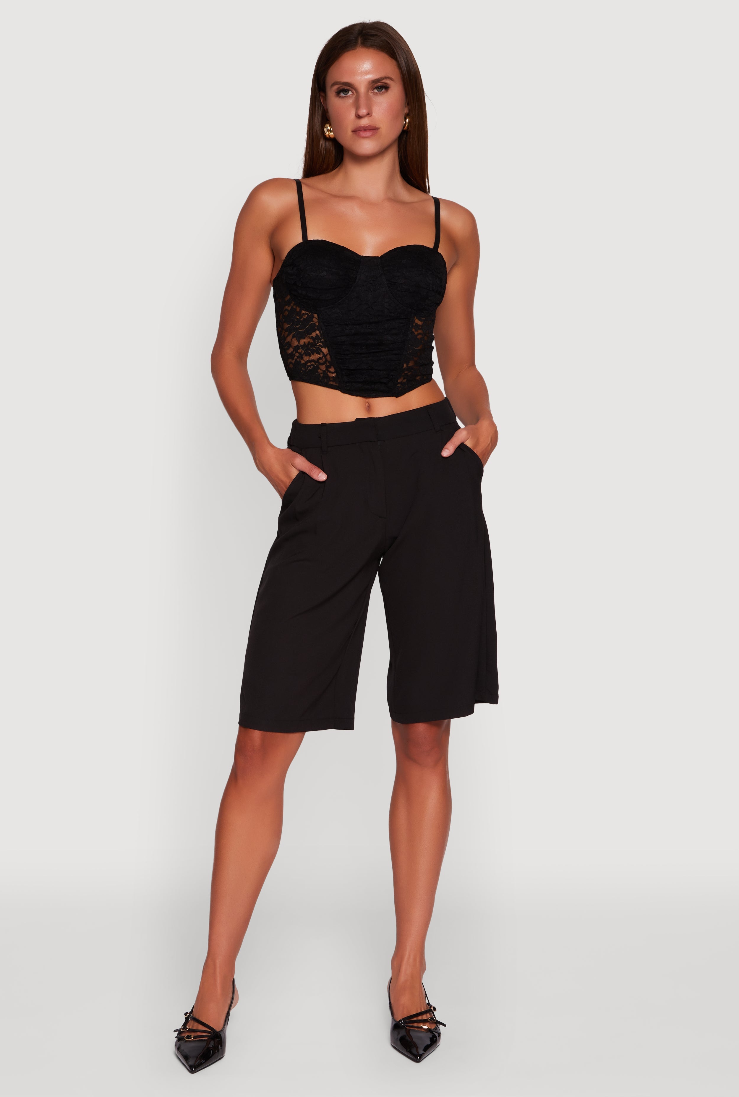 Floral Lace Cropped Sweetheart Bustier Top