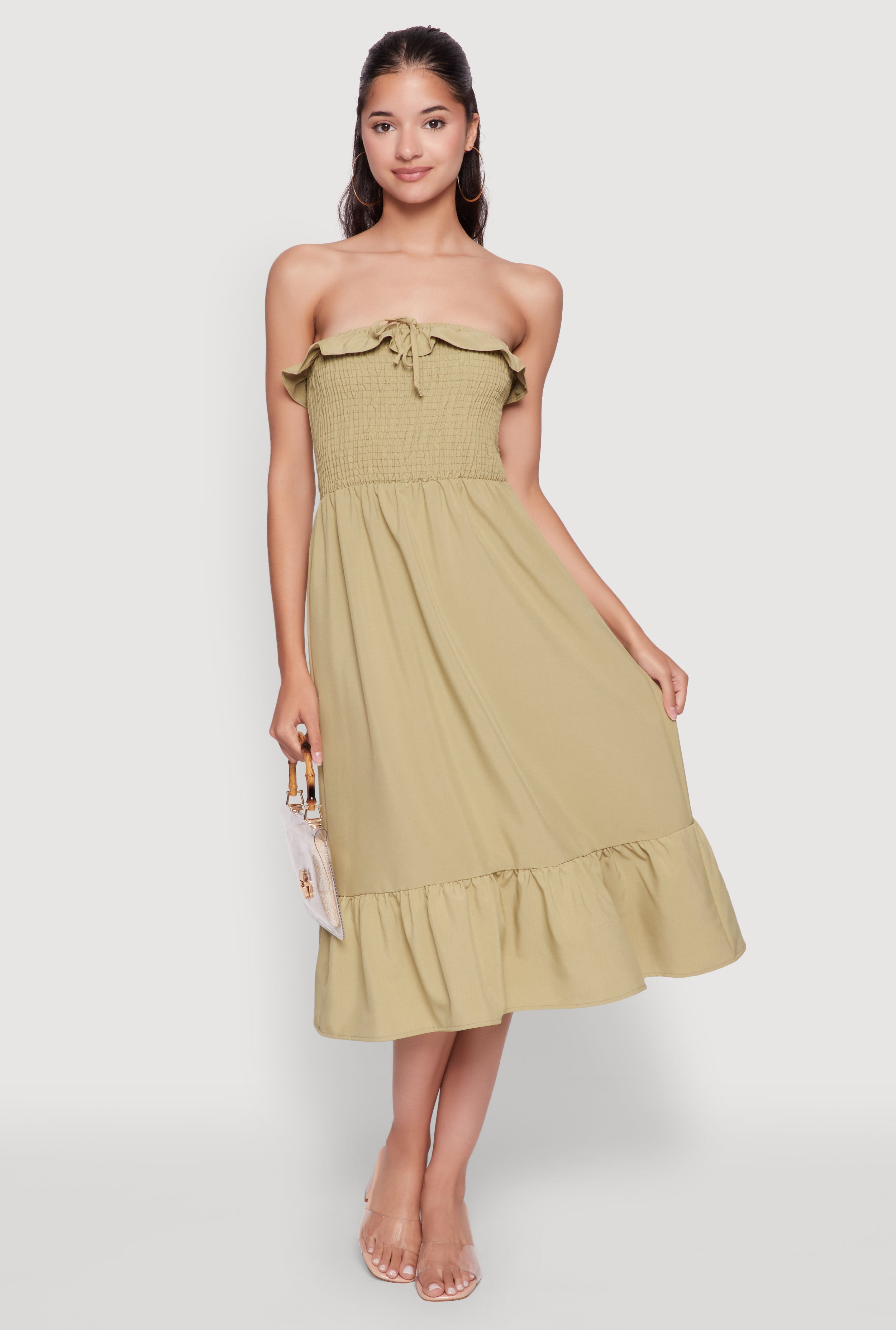 Chic Smocked and Ruffle Tiered Peasant Dress