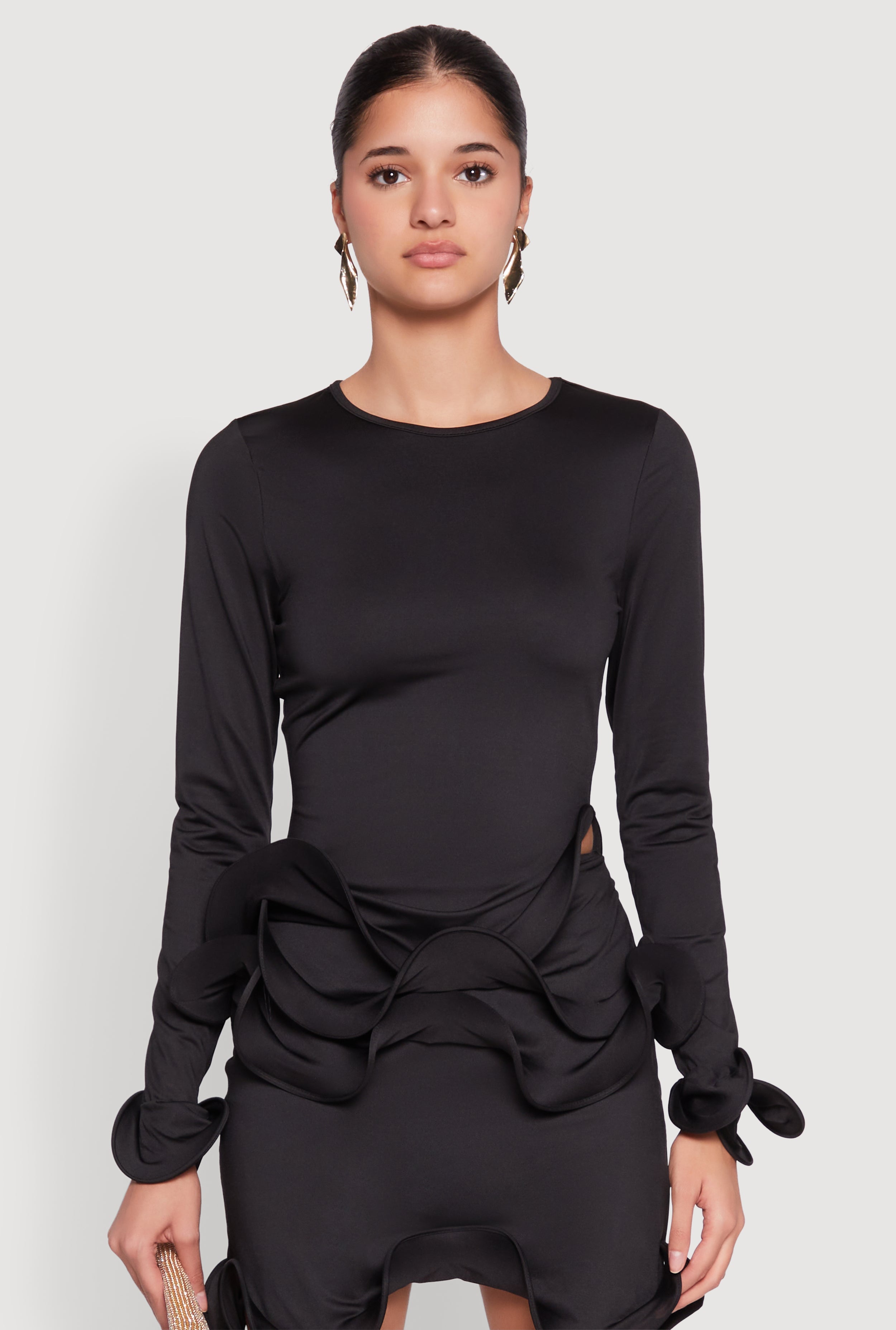Long Sleeve Wired Ruffle Blouse