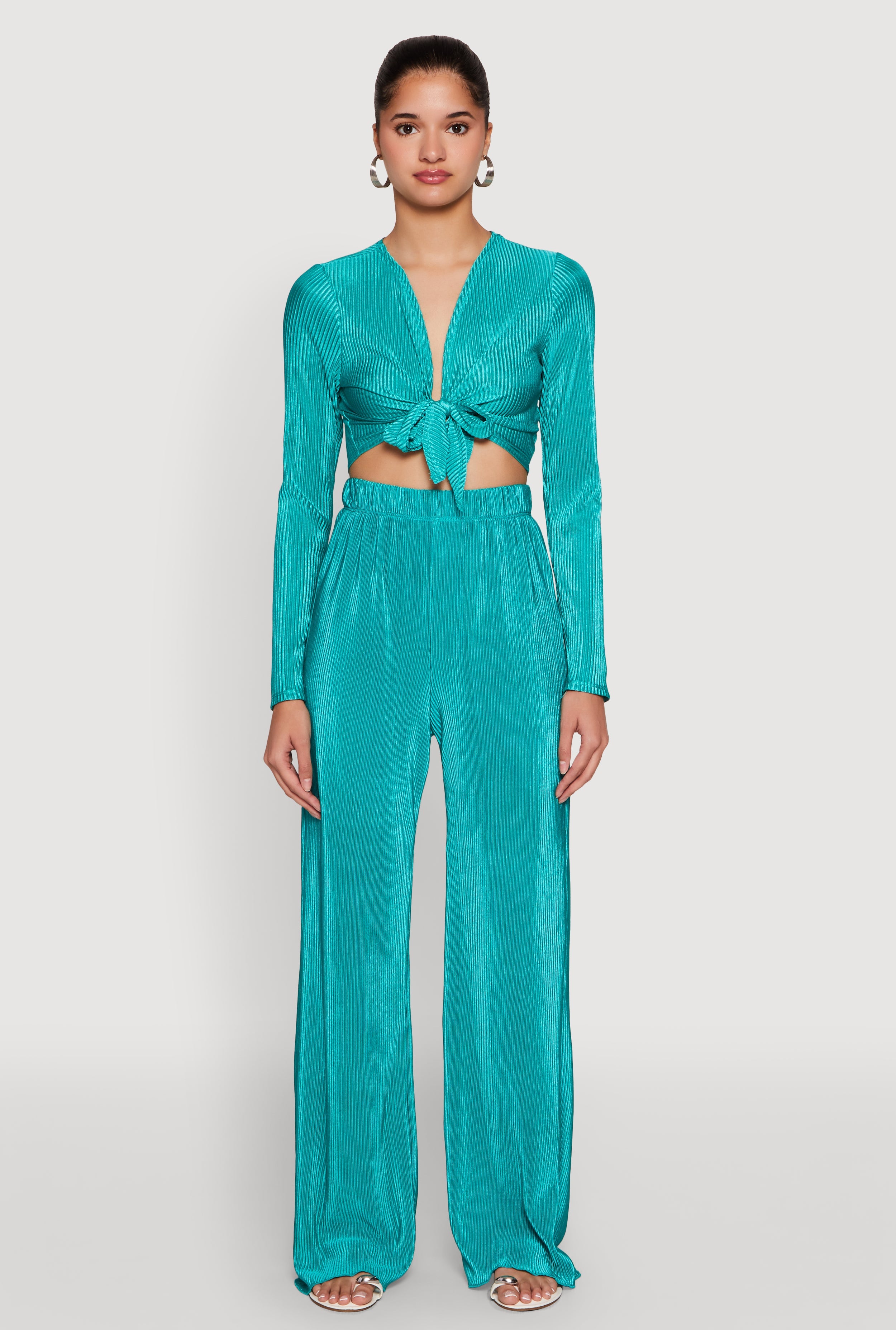 Plisse Wide Leg Pants