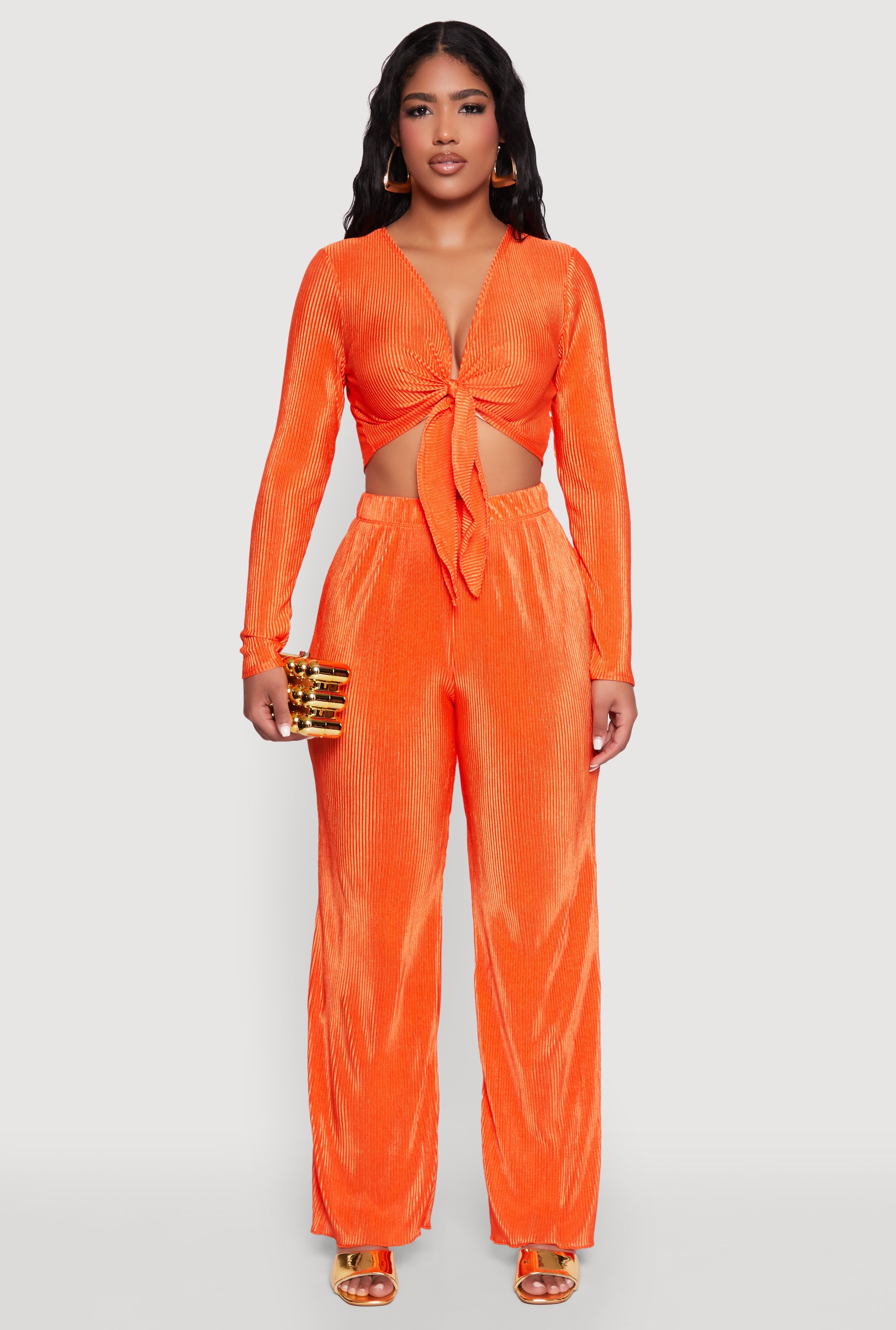Plisse Wide Leg Pants