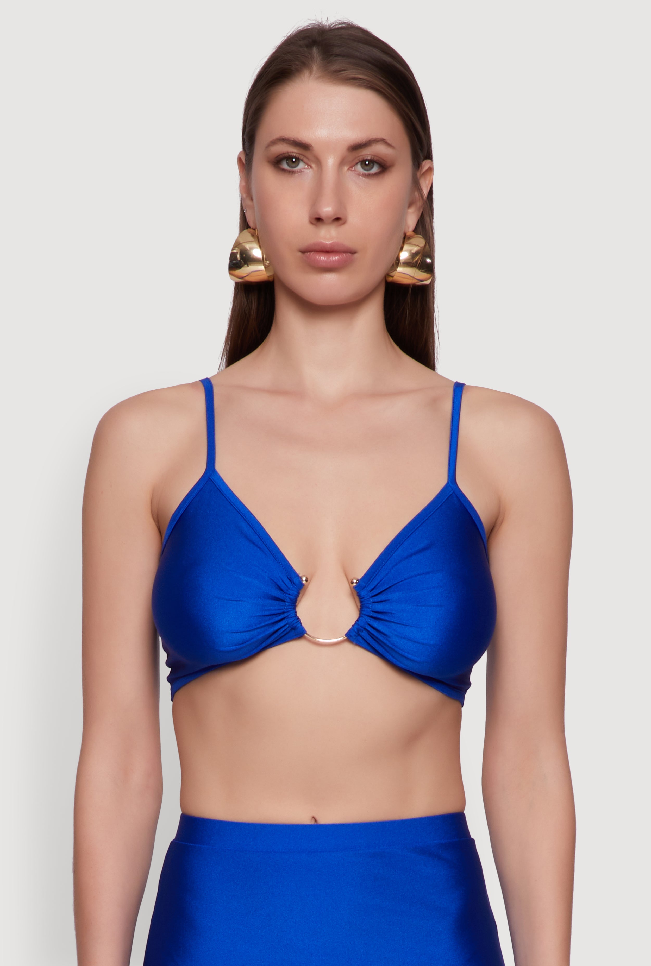 Metallic O Ring Keyhole Crop Top