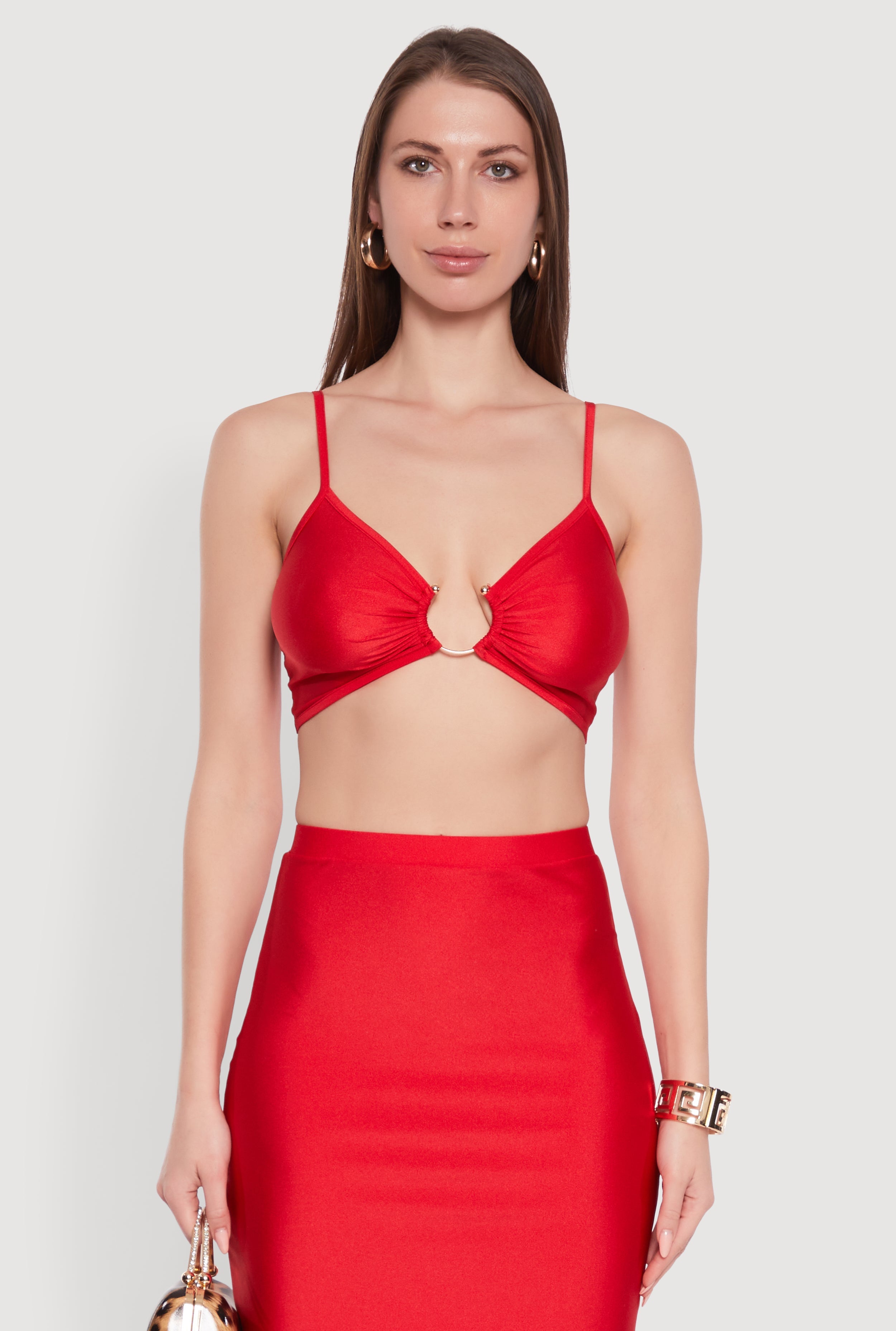Metallic O Ring Keyhole Crop Top