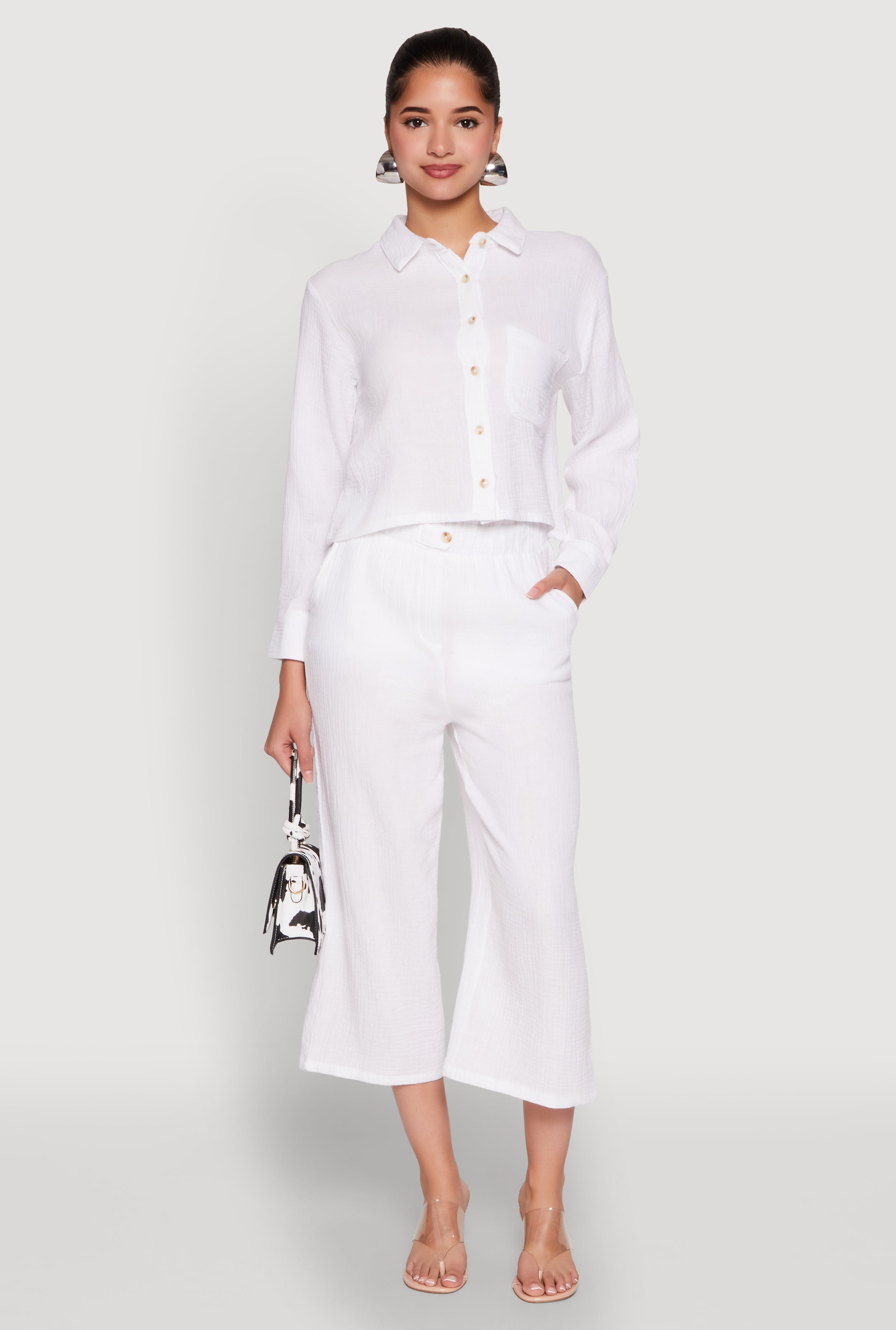 Iris Gauze Knit Paper Bag Waist Culottes