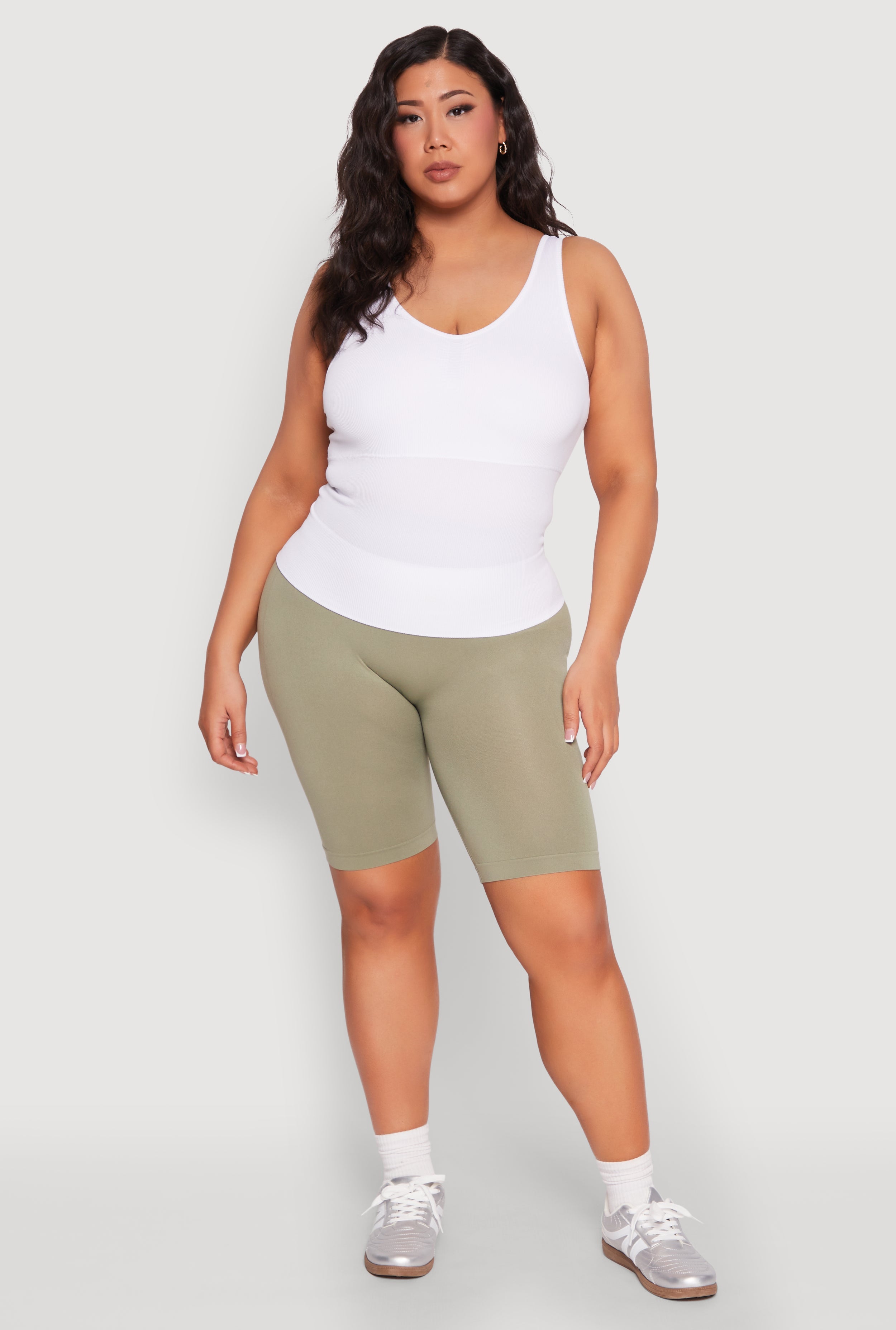 Plus Size Ribbed Knit Seamless Tank Top