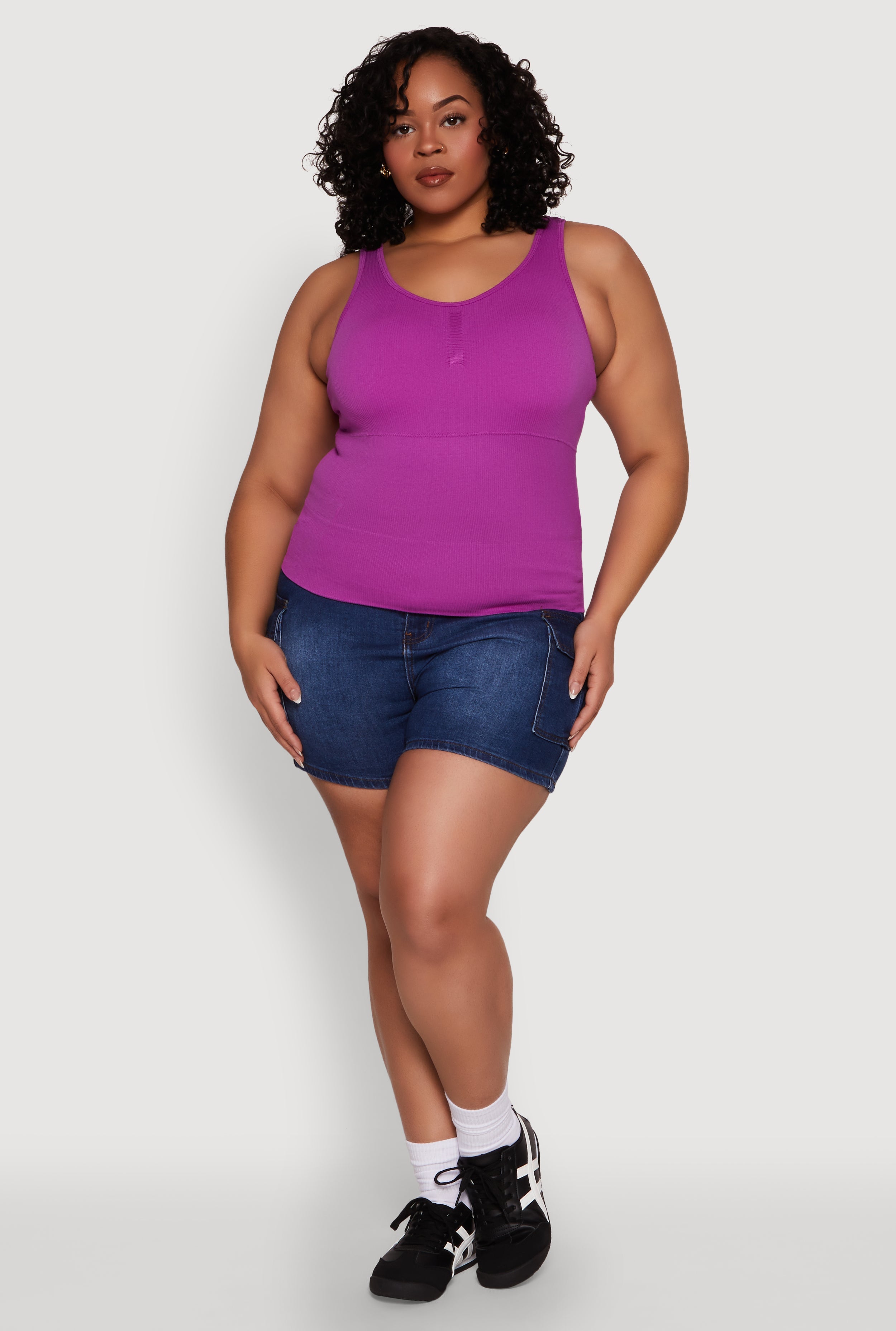 Plus Size Ribbed Knit Seamless Tank Top