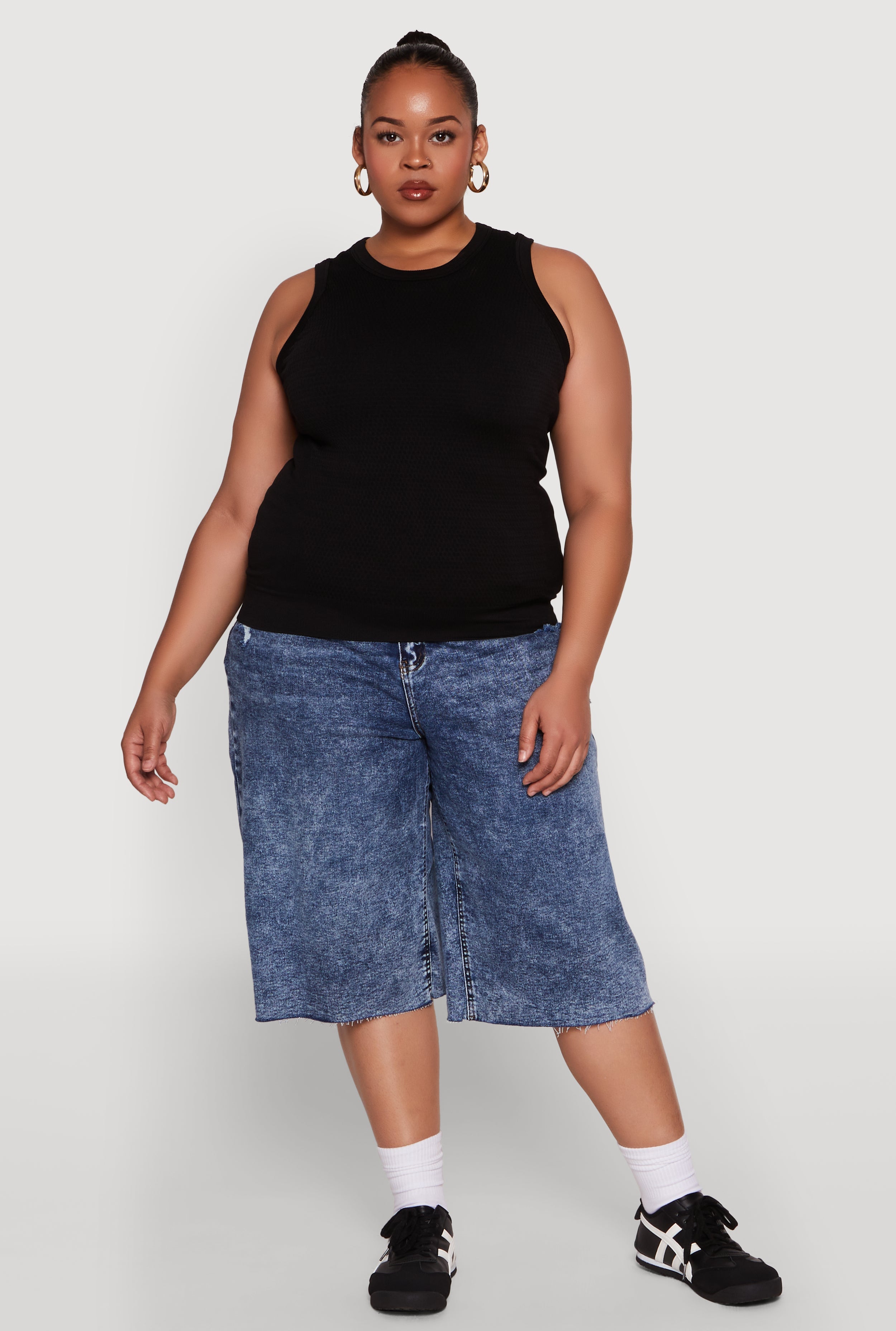 Plus Size Seamless Textured Knit Tank Top