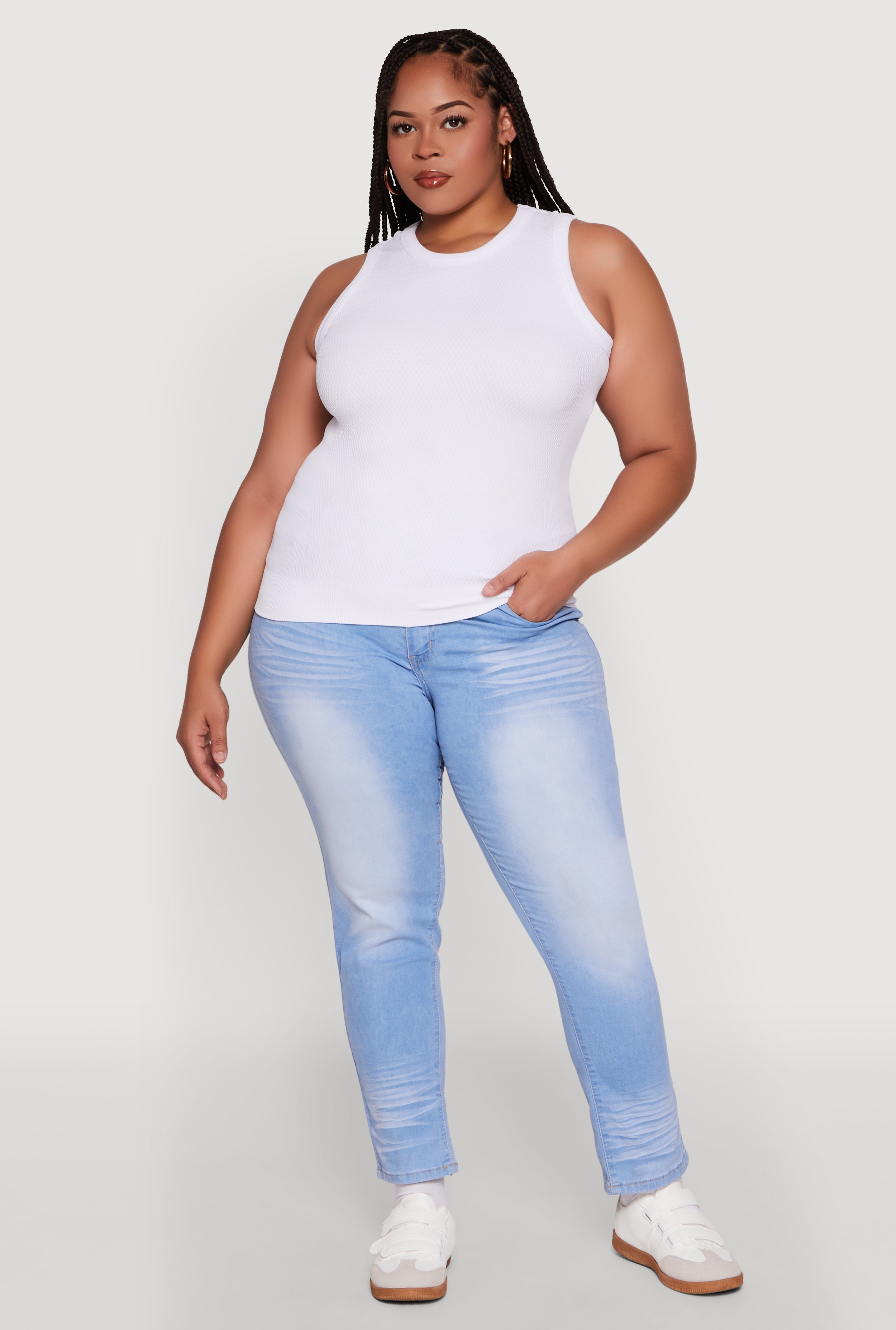 Plus Size Seamless Textured Knit Tank Top