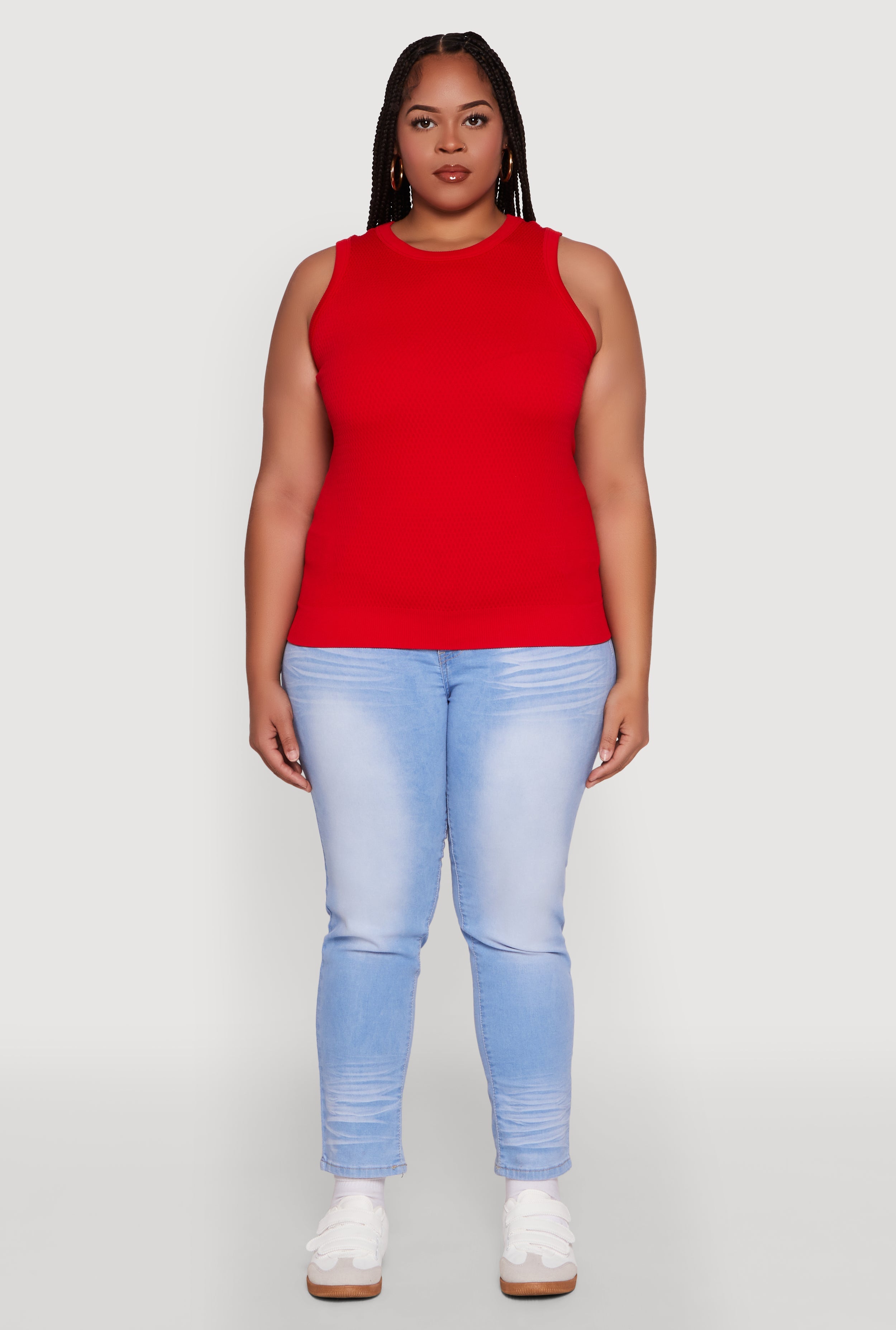Plus Size Seamless Textured Knit Tank Top