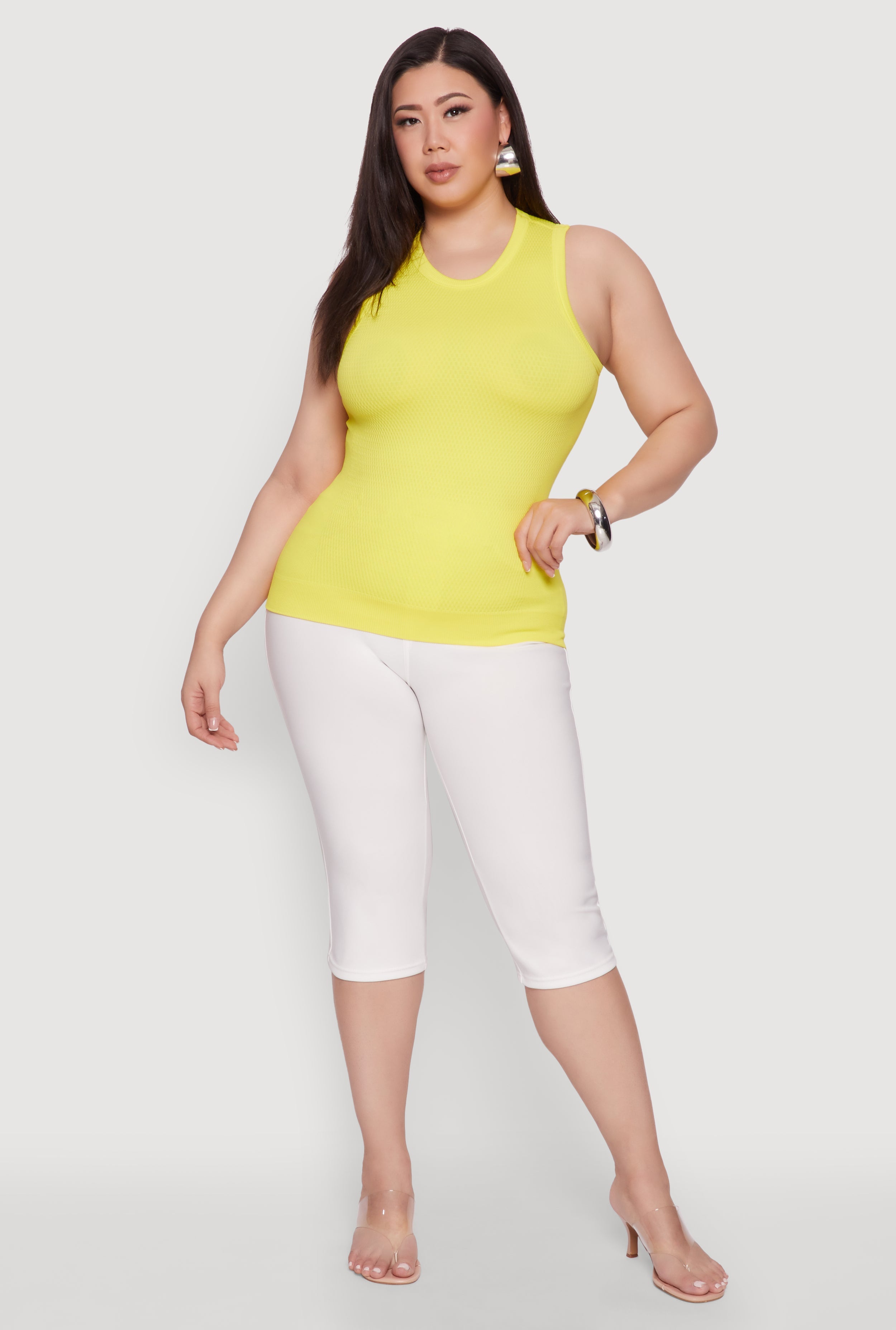 Plus Size Seamless Textured Knit Tank Top