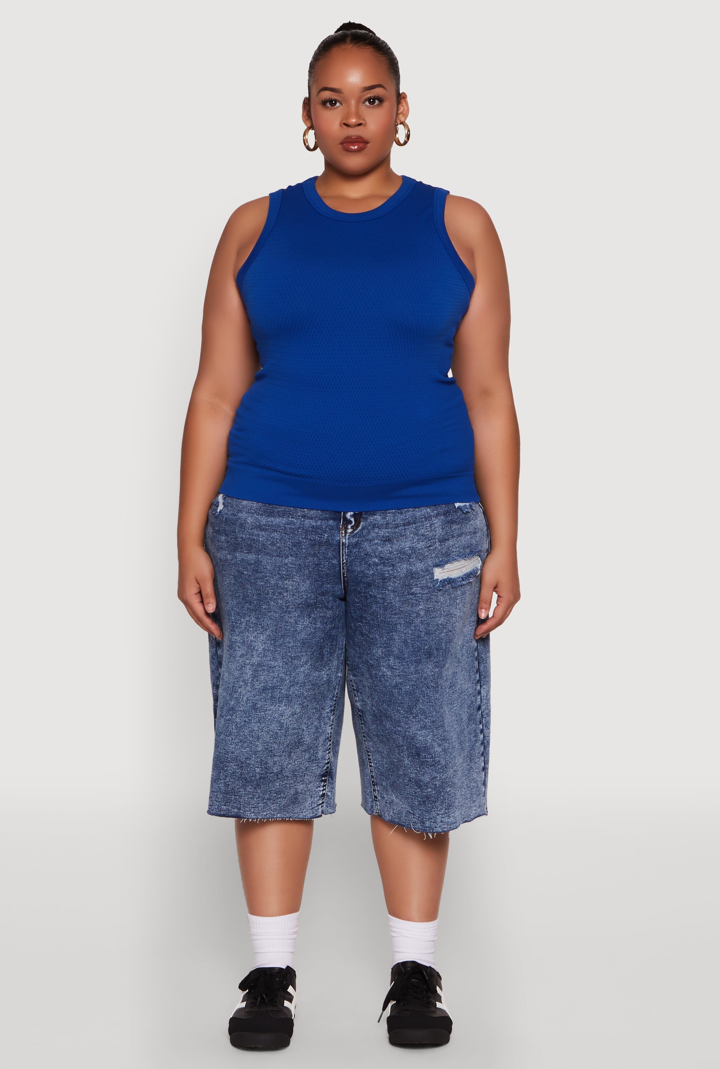 Plus Size Seamless Textured Knit Tank Top