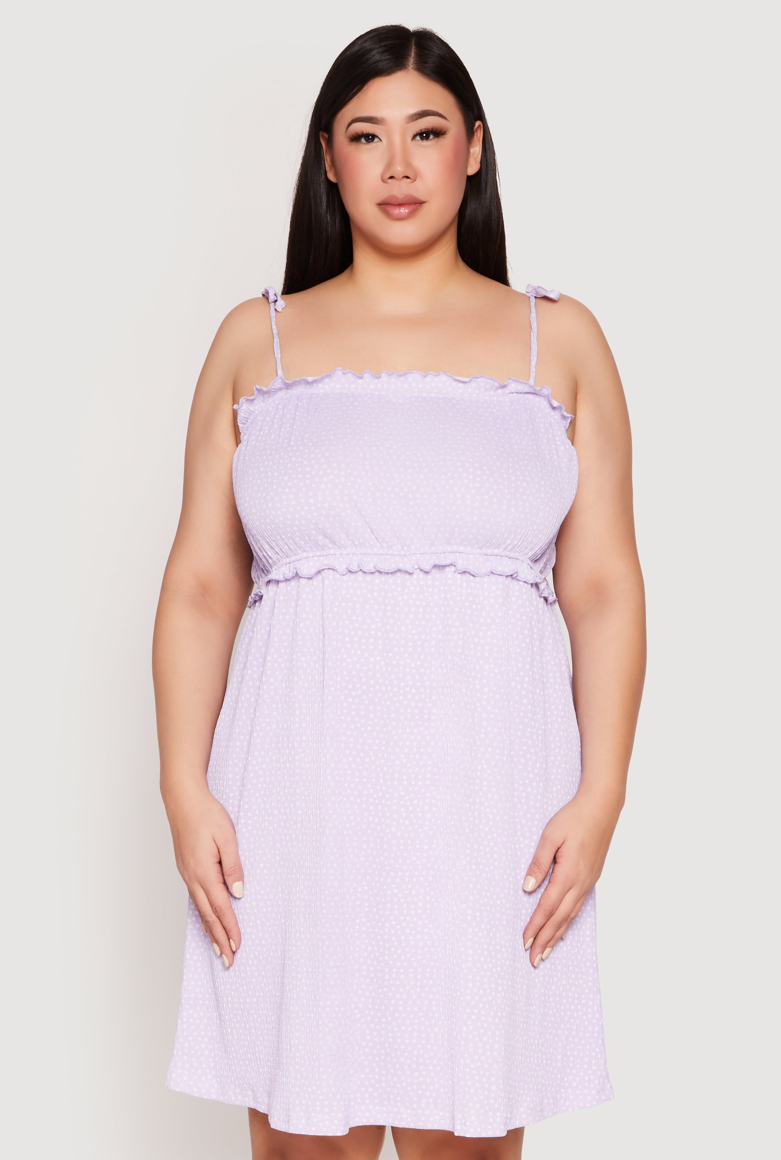 Plus Size Ditsy Floral Tie Shoulder Sleep Dress