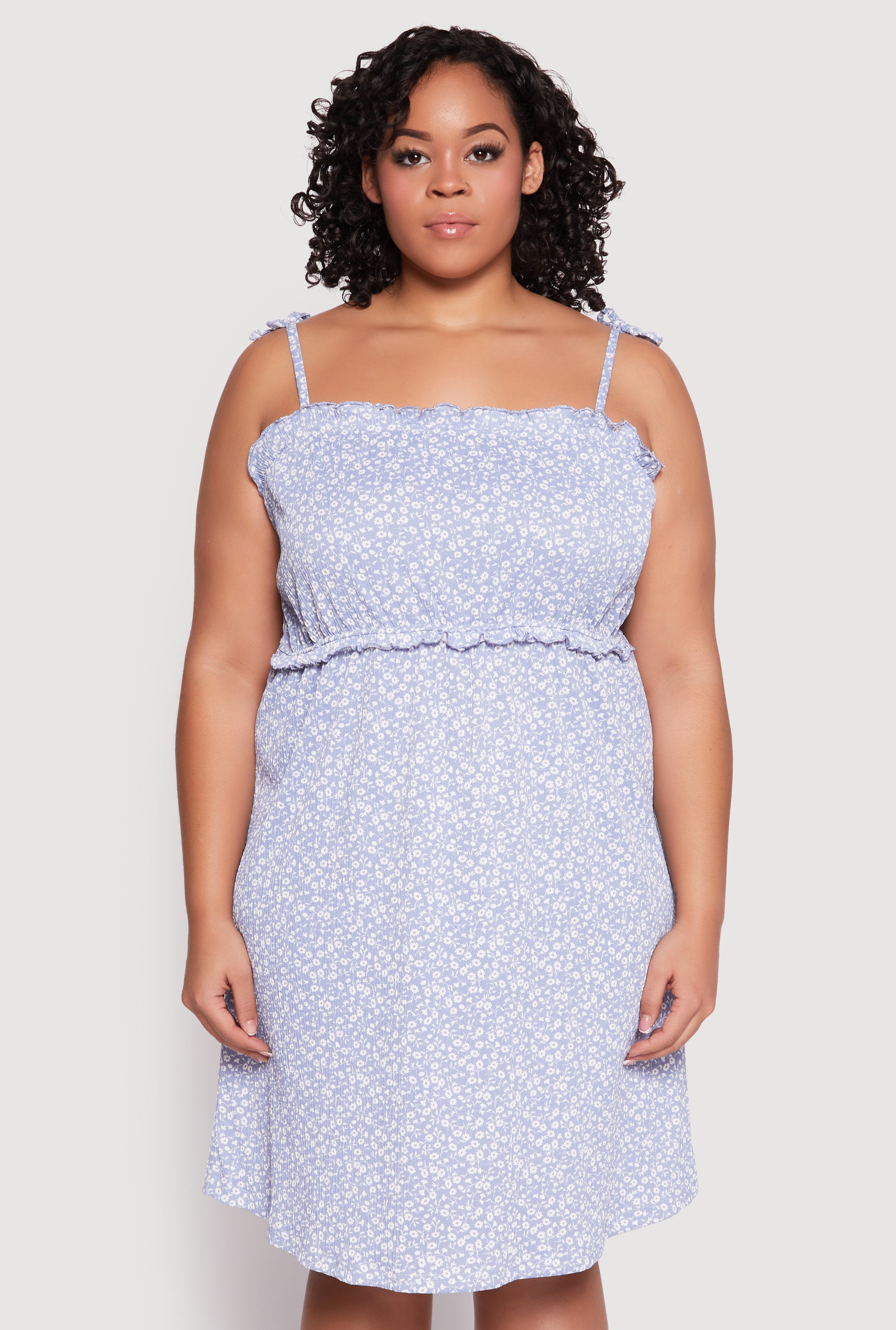 Plus Size Ditsy Floral Tie Shoulder Sleep Dress