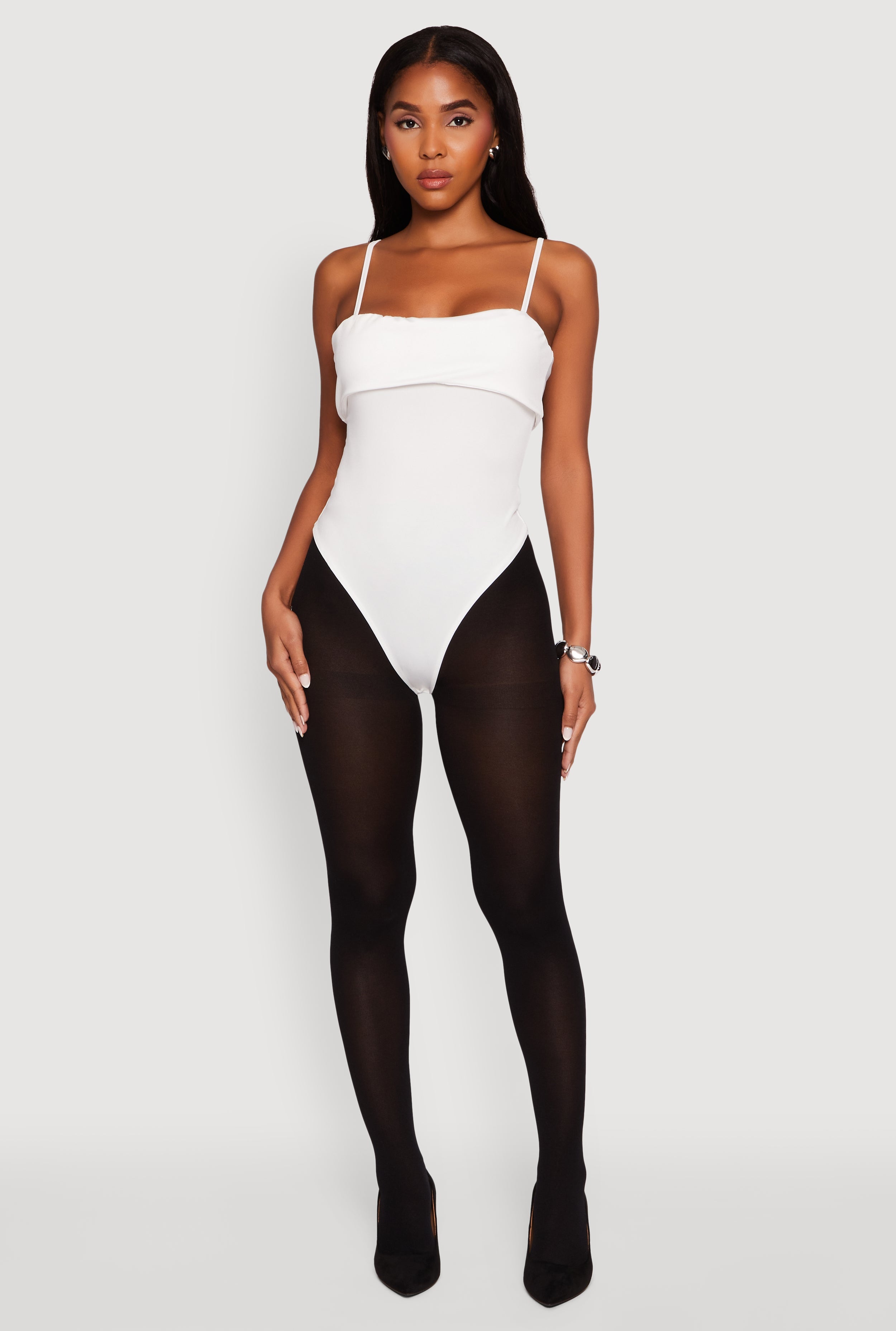 Fold Over Spaghetti Strap Bodysuit