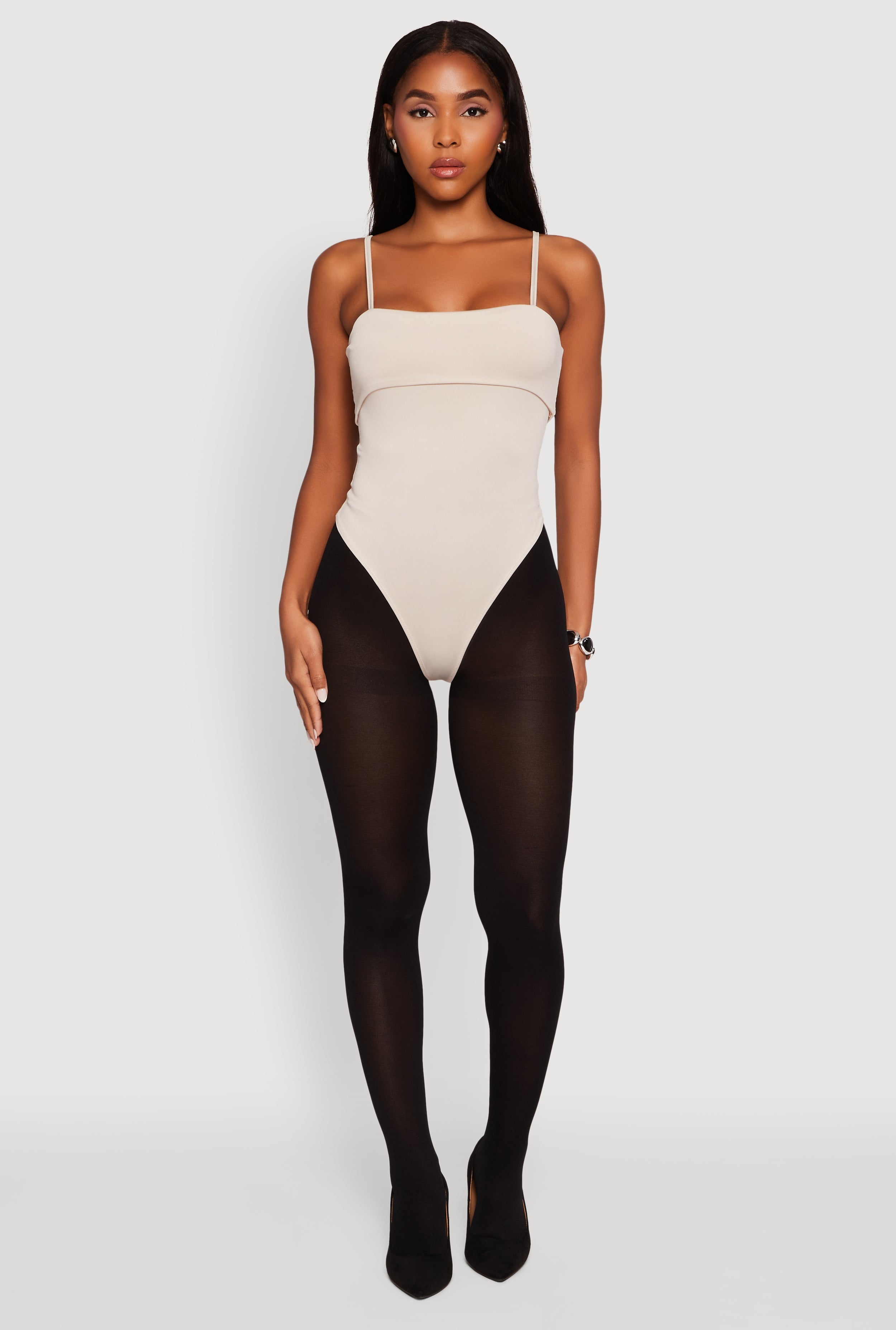 Fold Over Spaghetti Strap Bodysuit