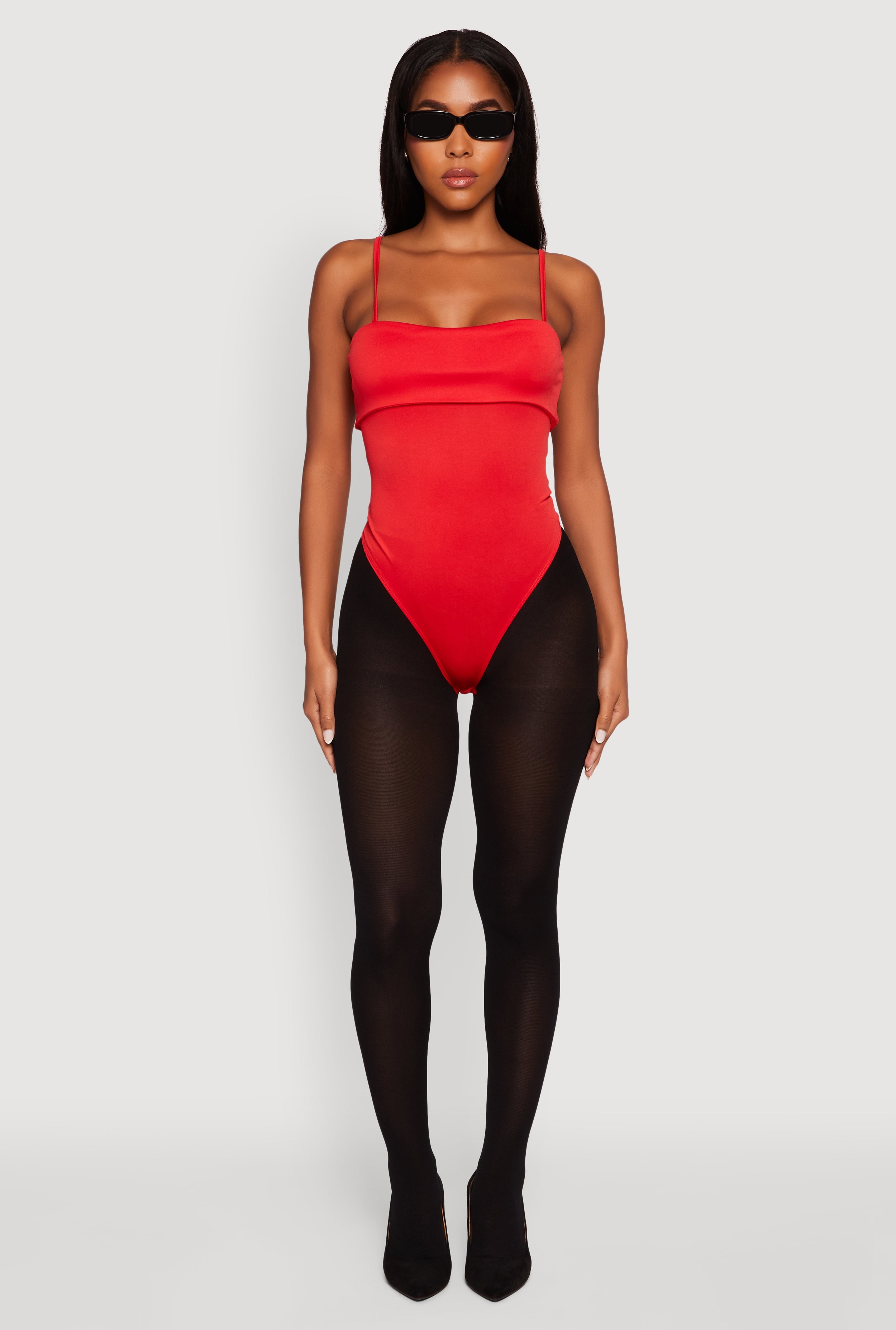 Fold Over Spaghetti Strap Bodysuit