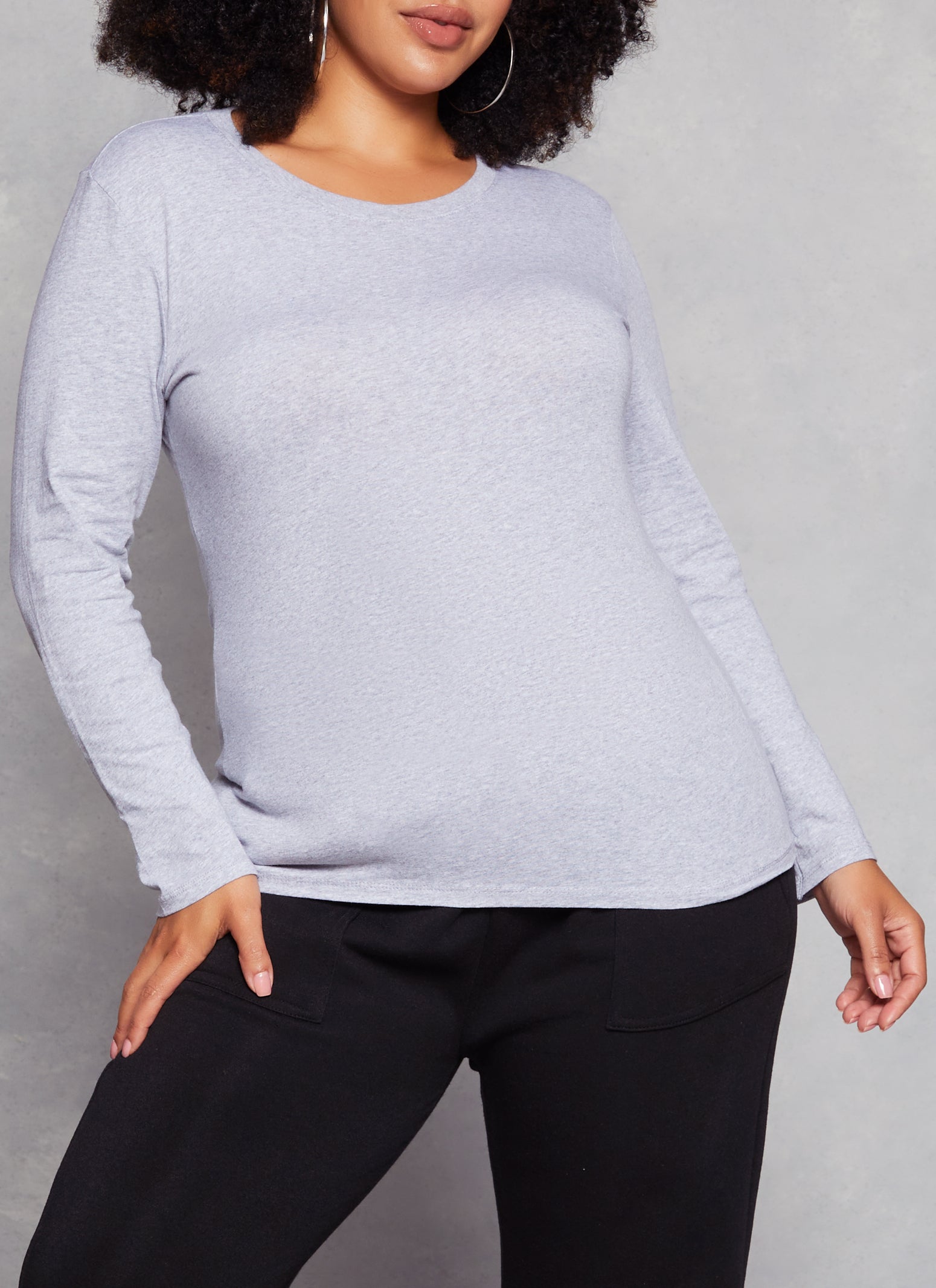 Plus Size Long Sleeve Basic T Shirt