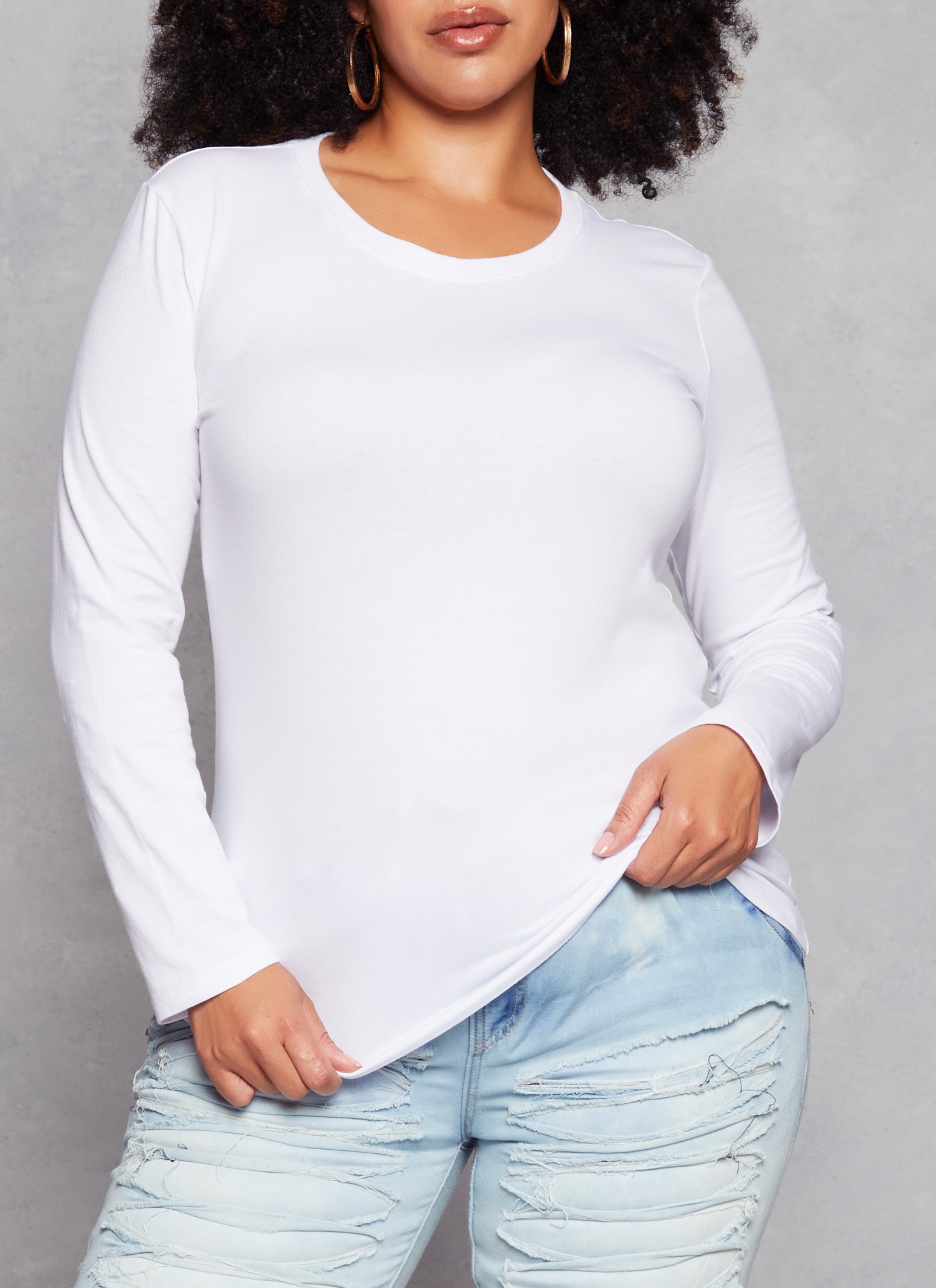 Plus Size Long Sleeve Basic T Shirt