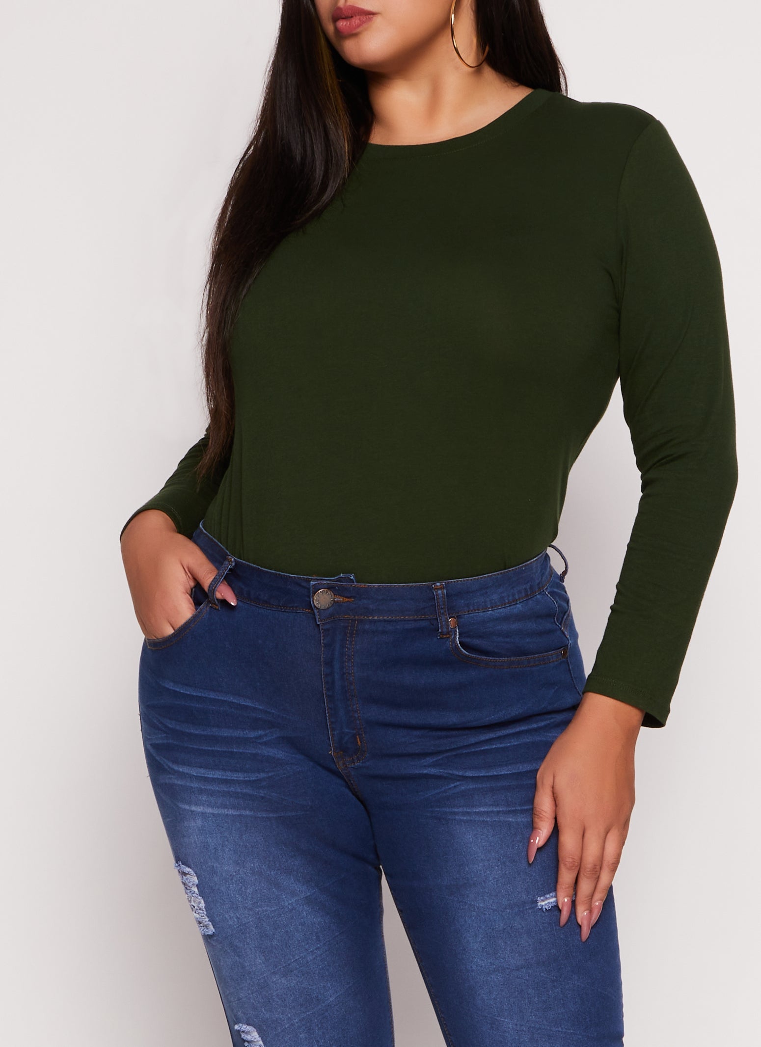 Plus Size Long Sleeve Basic T Shirt