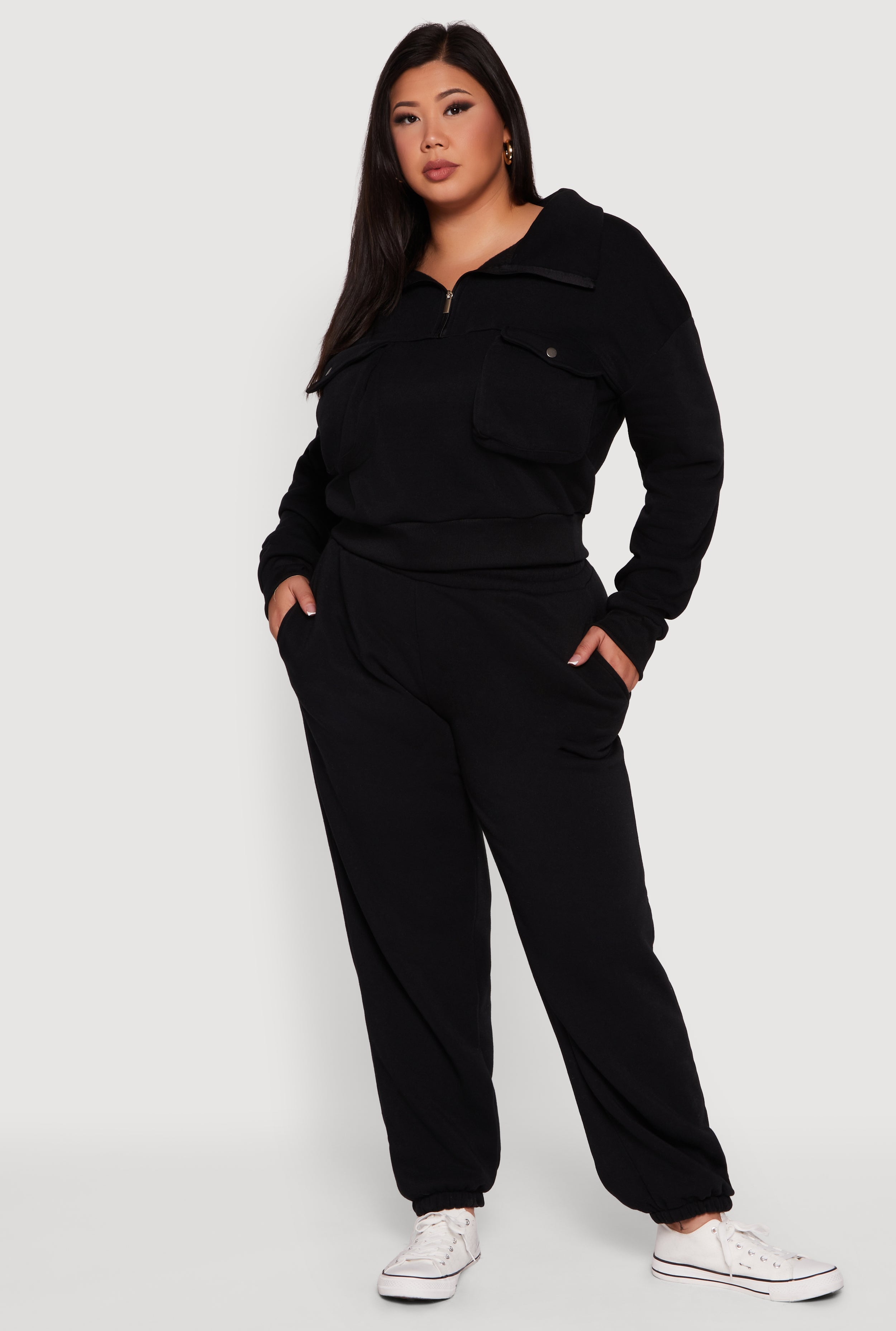 Plus Size Fleece Lined High Waist Sweatpants