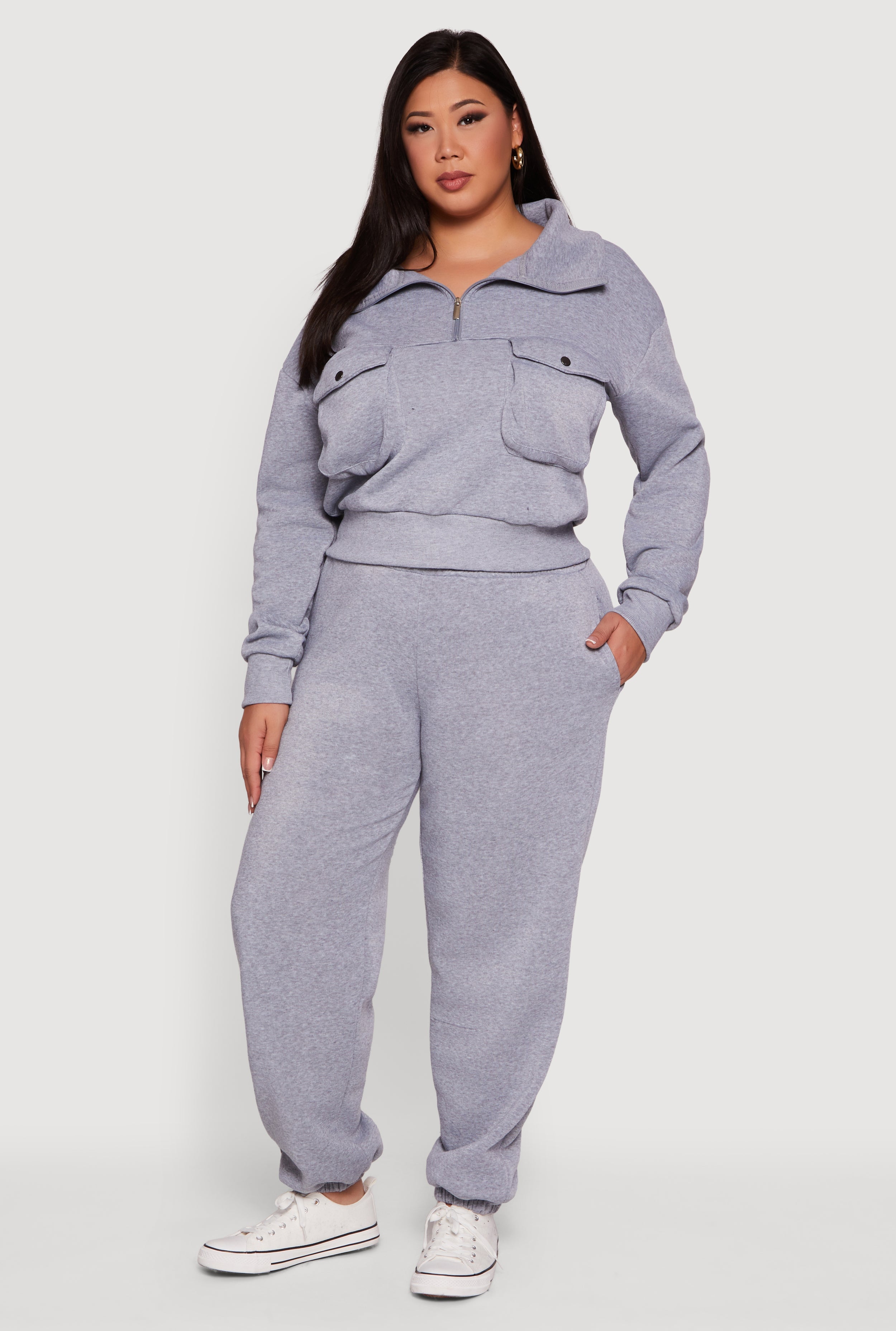 Plus Size Fleece Lined High Waist Sweatpants
