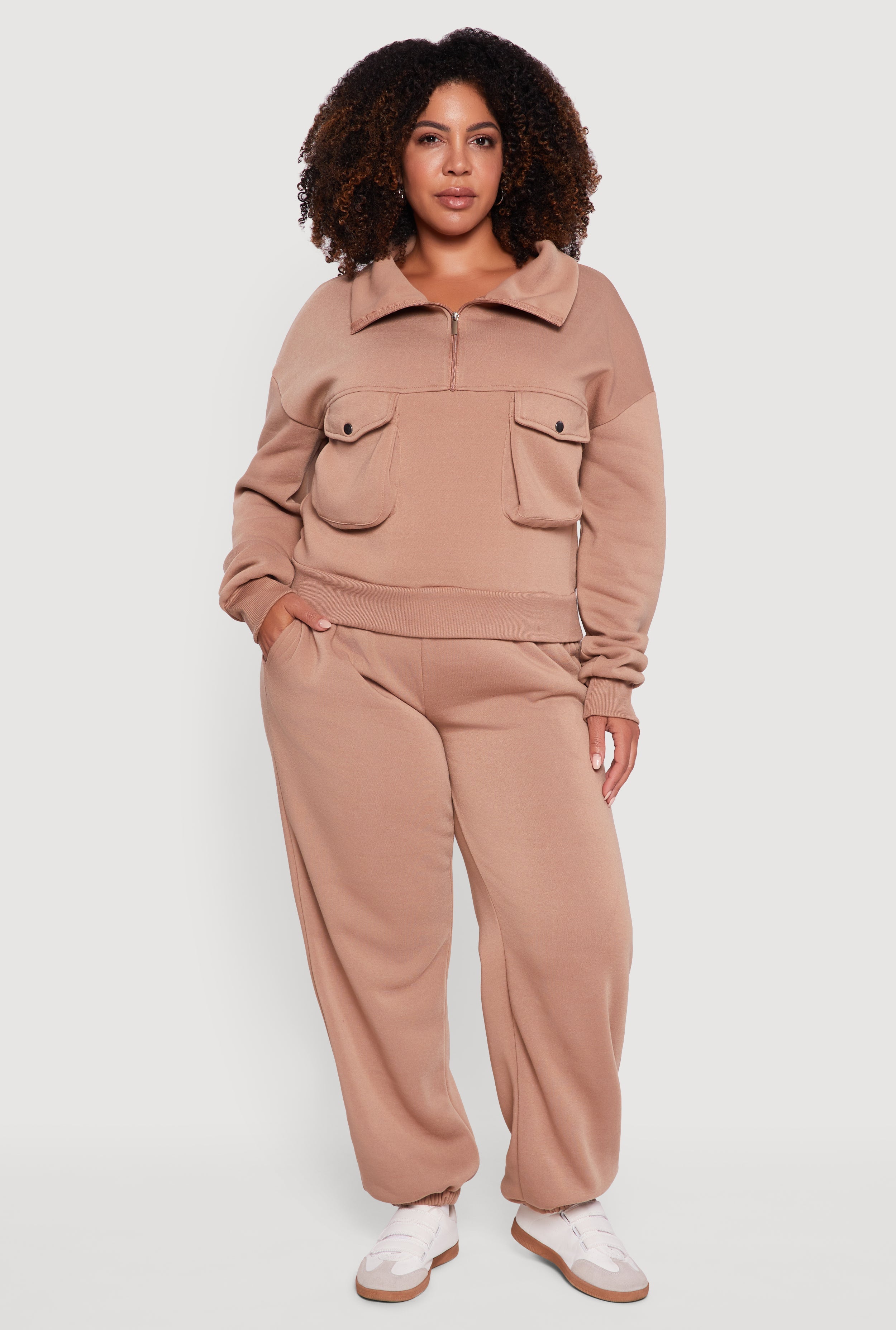 Plus Size Fleece Lined High Waist Sweatpants