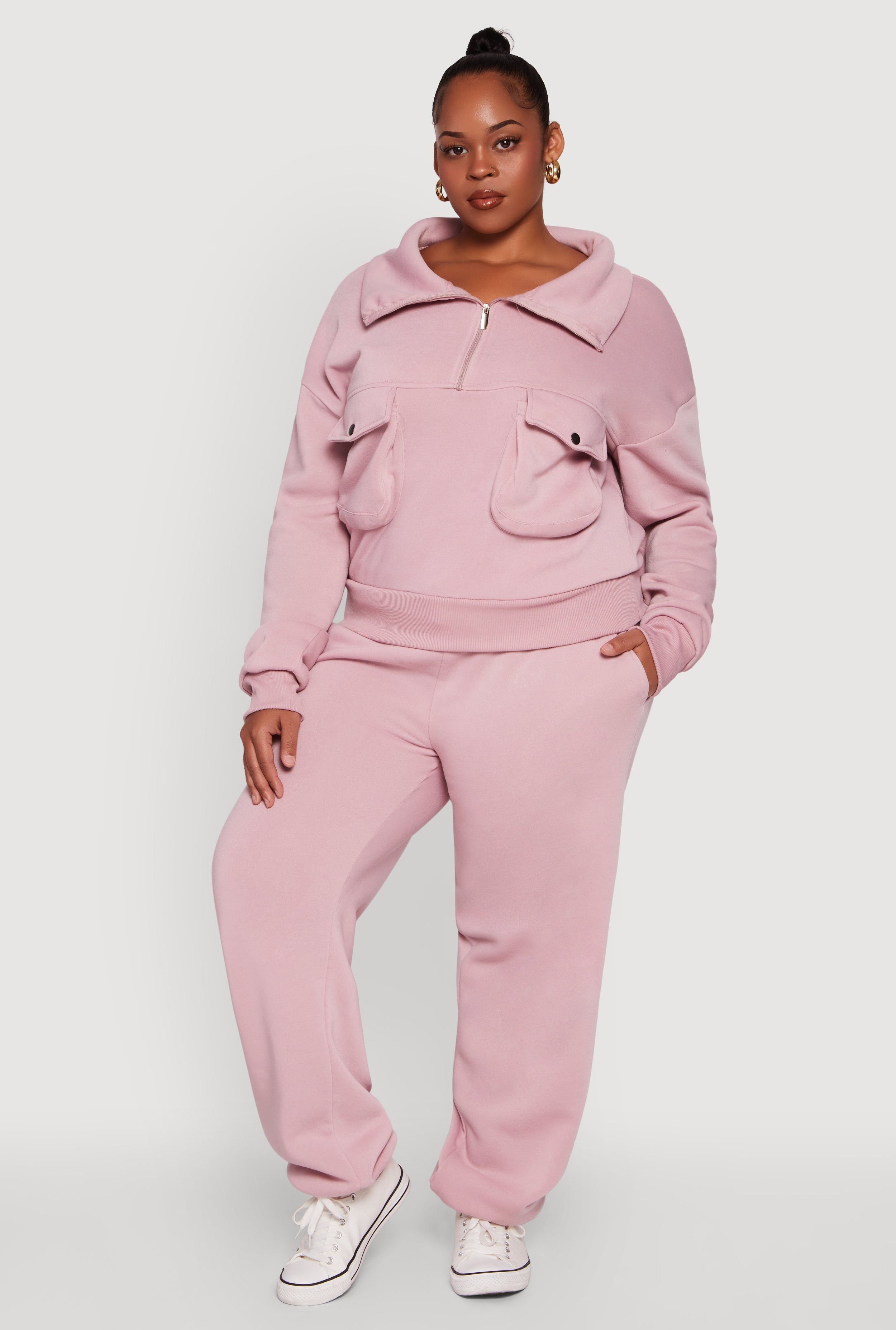 Plus Size Fleece Lined High Waist Sweatpants