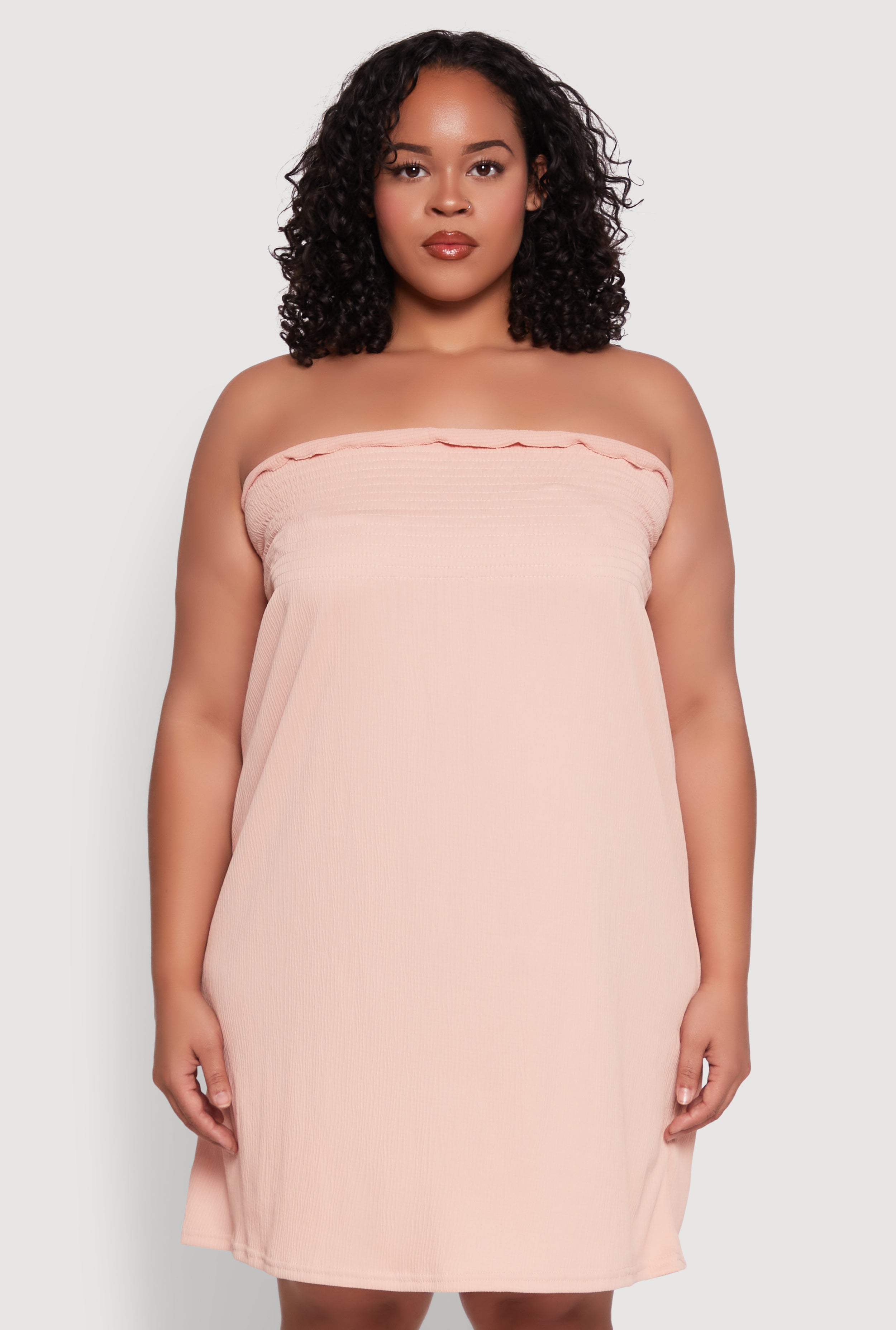 Plus Size Smocked Strapless Sleeveless Lingerie Pajama Nightgown