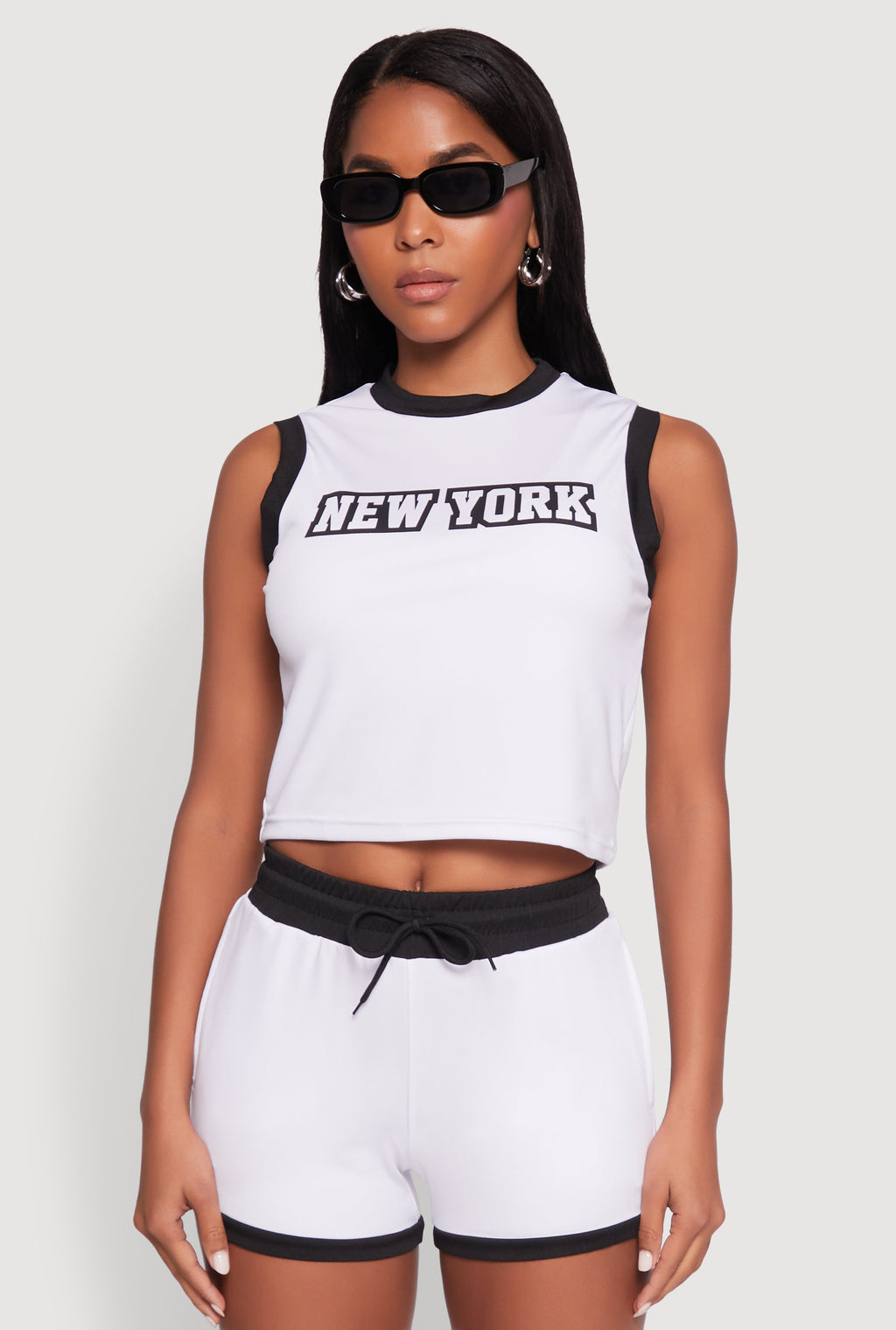 New York Graphic Contrast Trim Tank Top