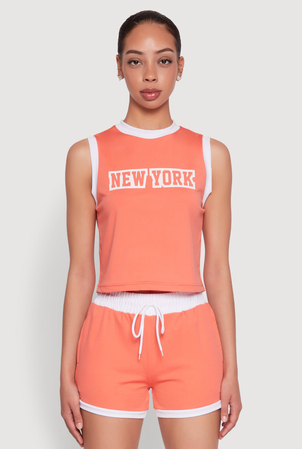 New York Graphic Contrast Trim Tank Top