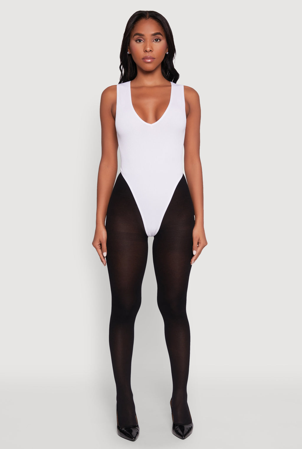 Seamless V Neck Thong Bodysuit