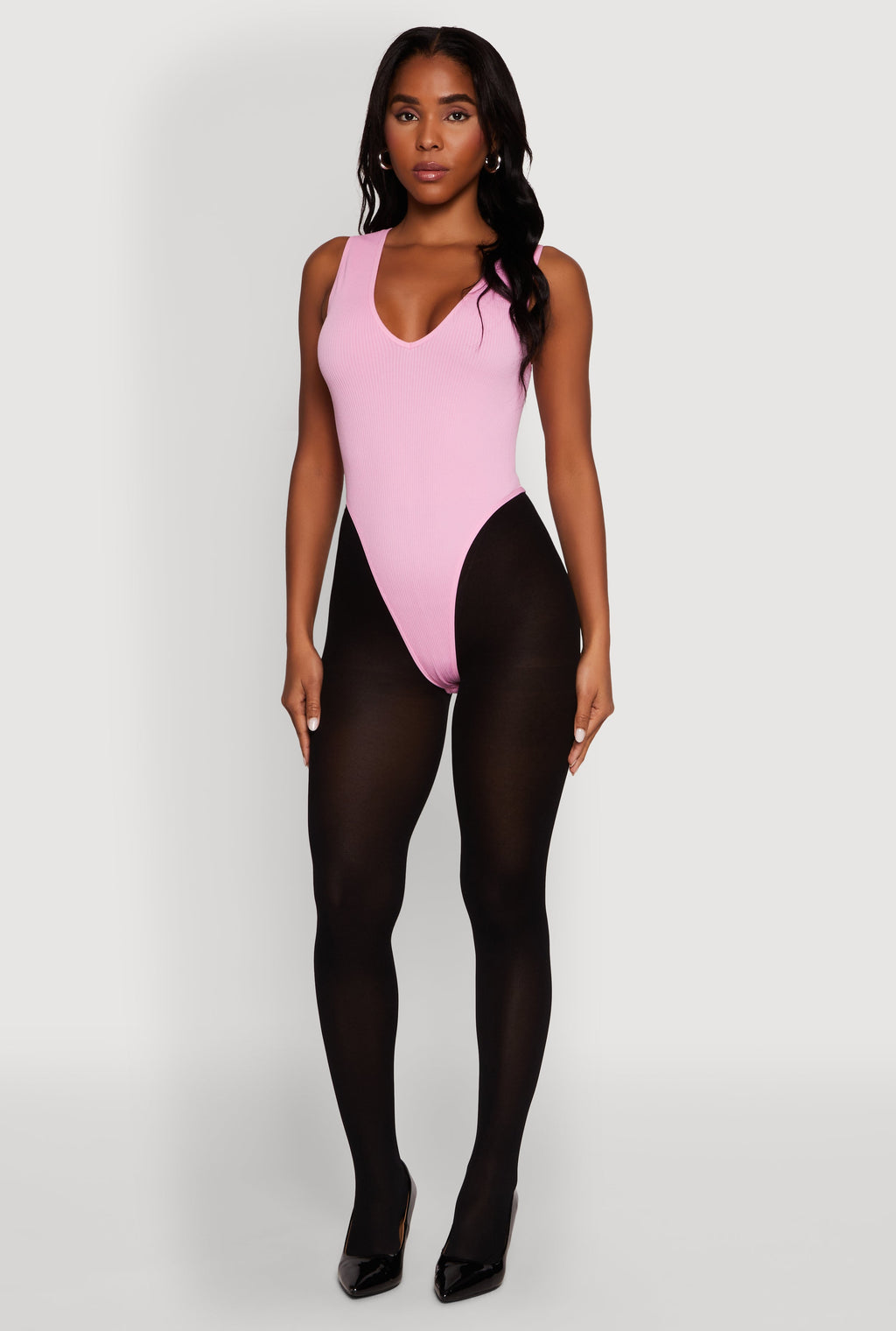 Seamless V Neck Thong Bodysuit