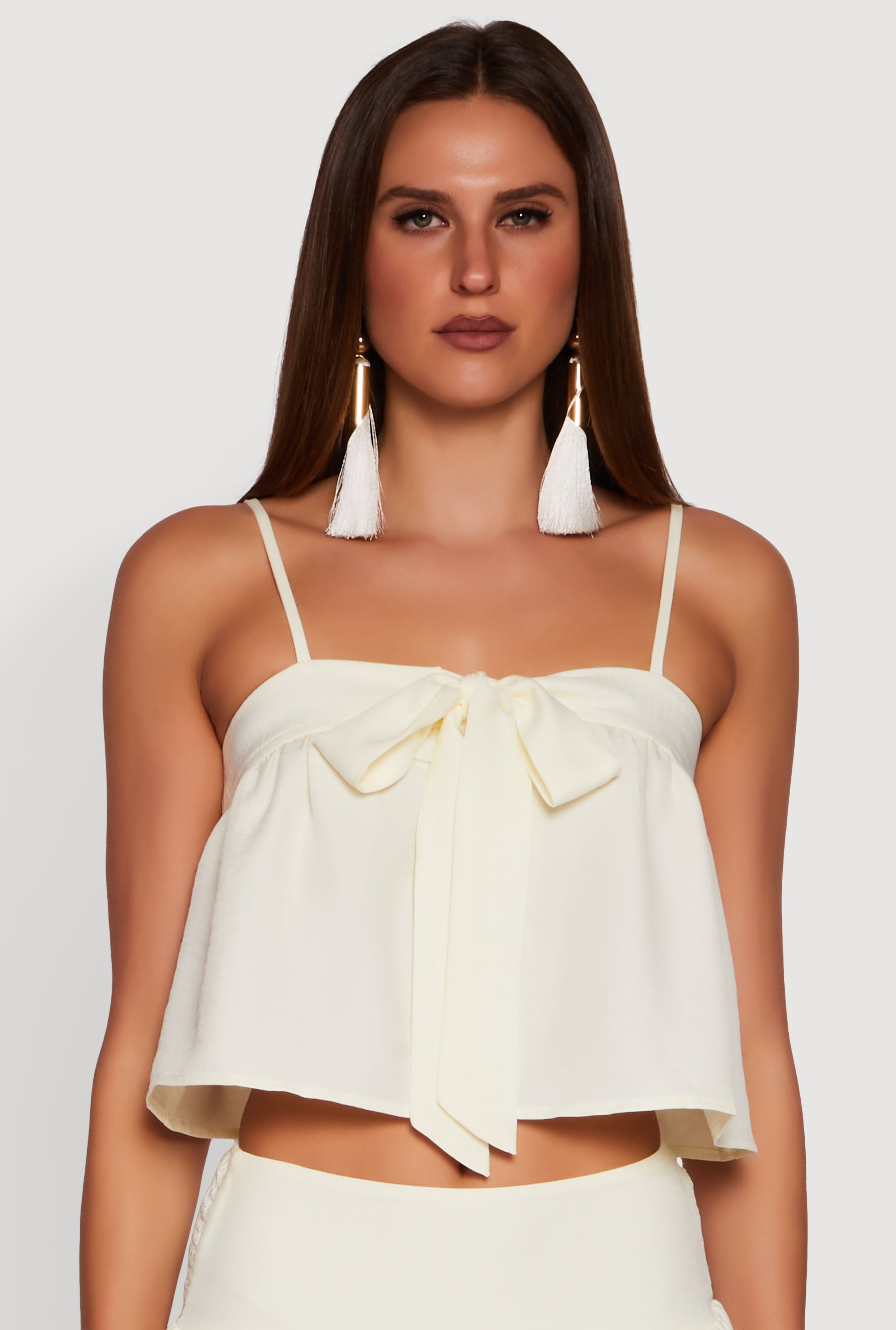 Trendy Square Neck Sleeveless Cropped Tie Front Top