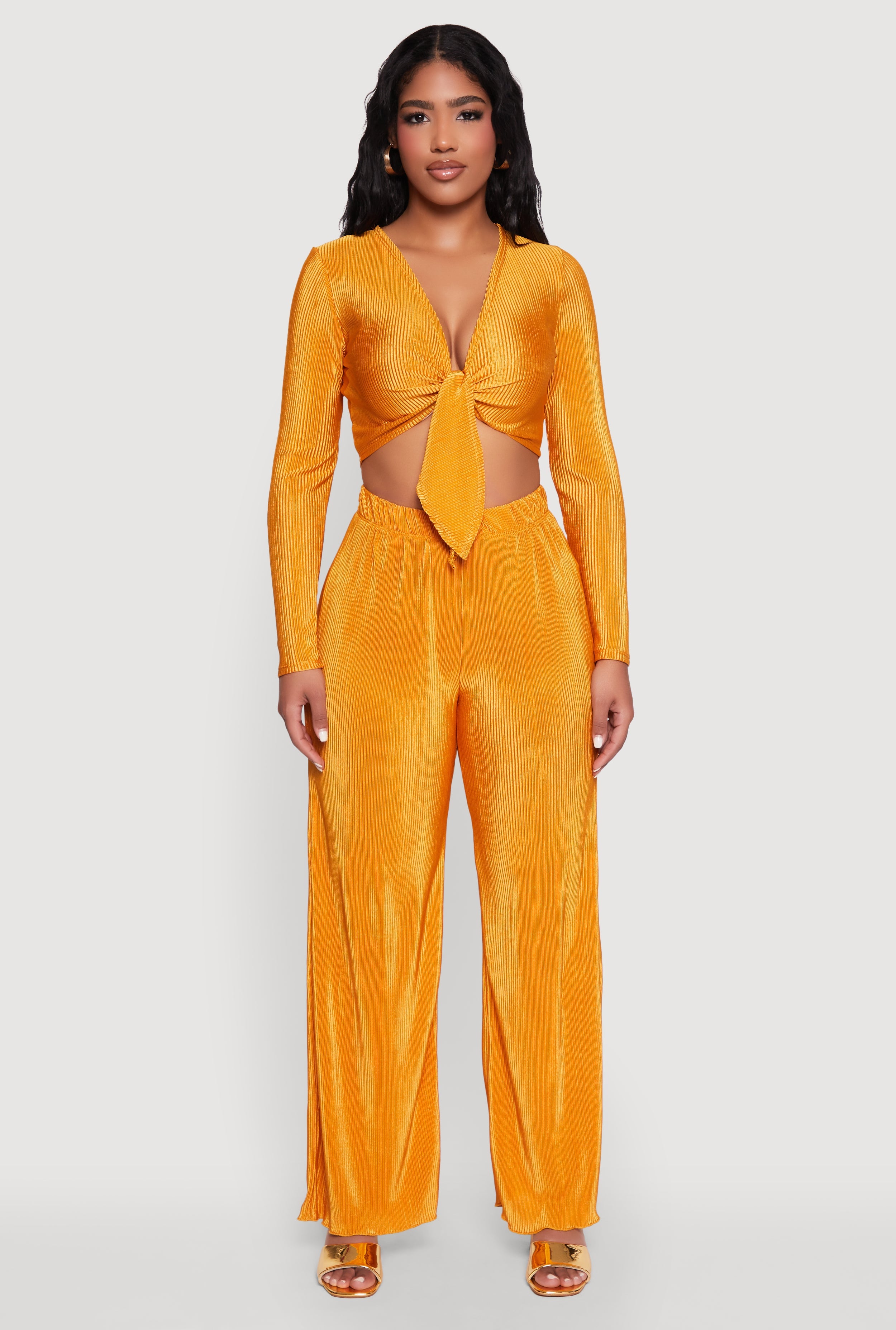 Plisse Wide Leg Pants