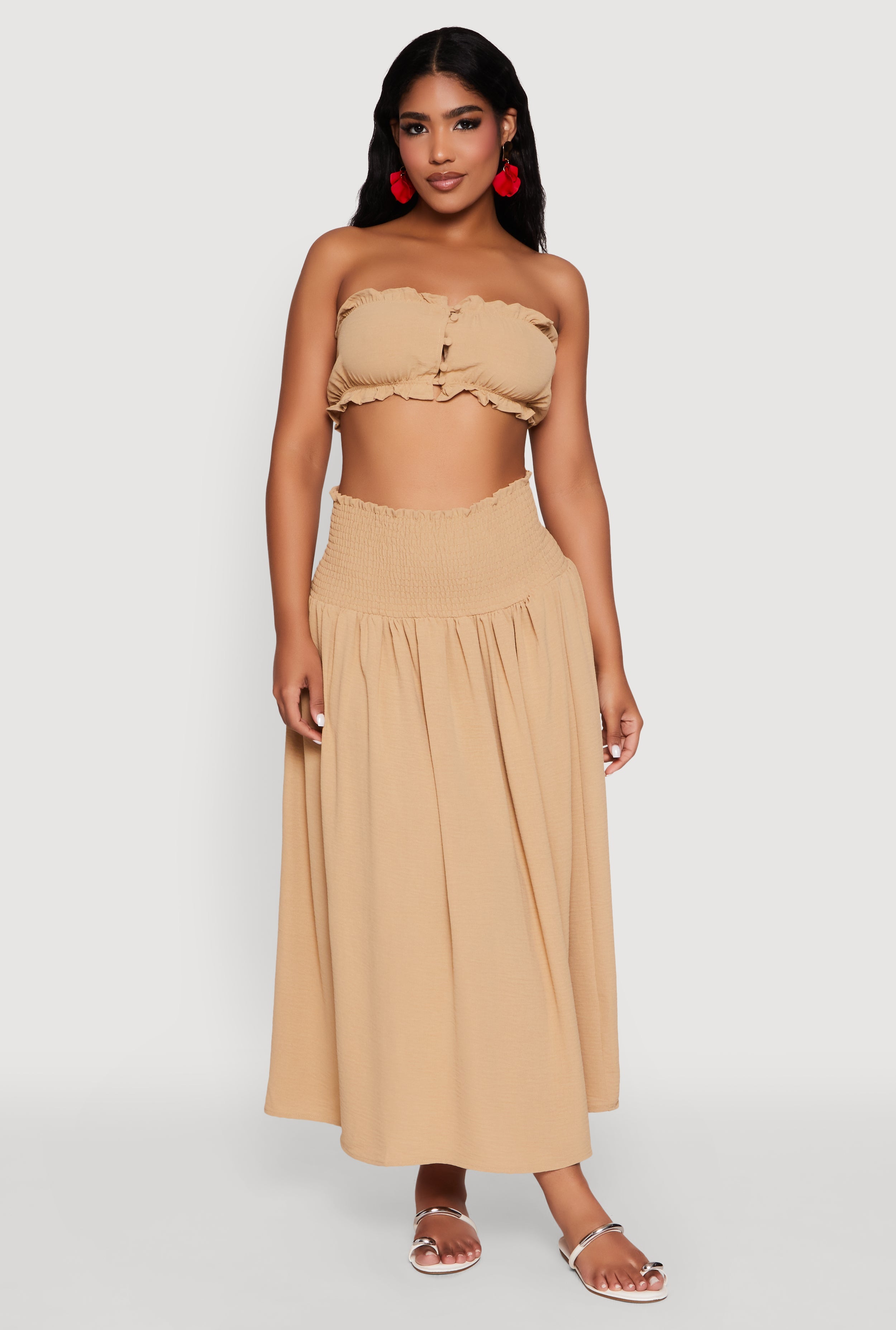 Airy Smocked High Waist Skirt