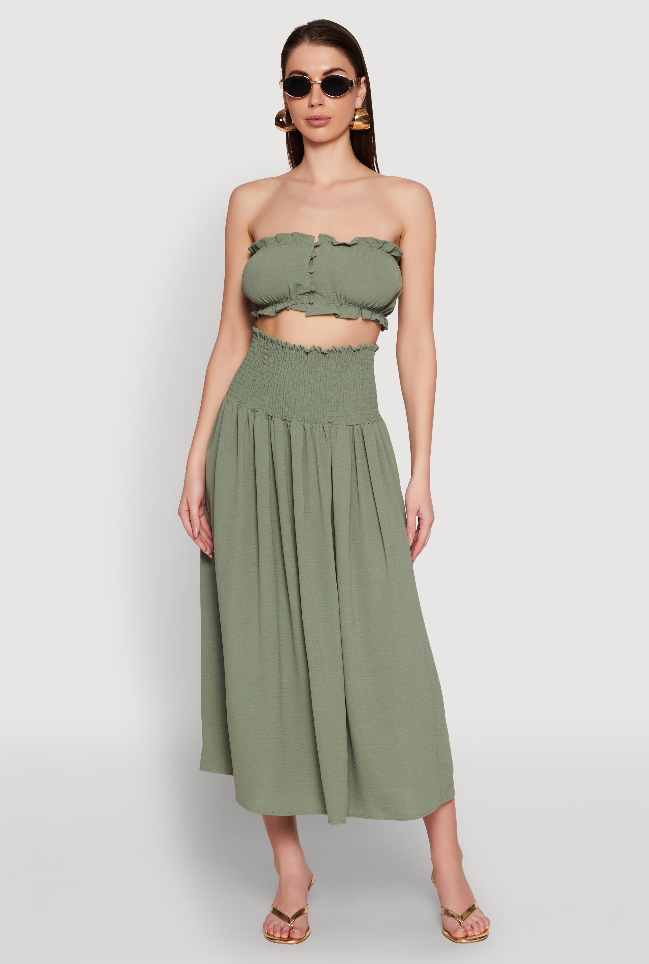 Airy Smocked High Waist Skirt