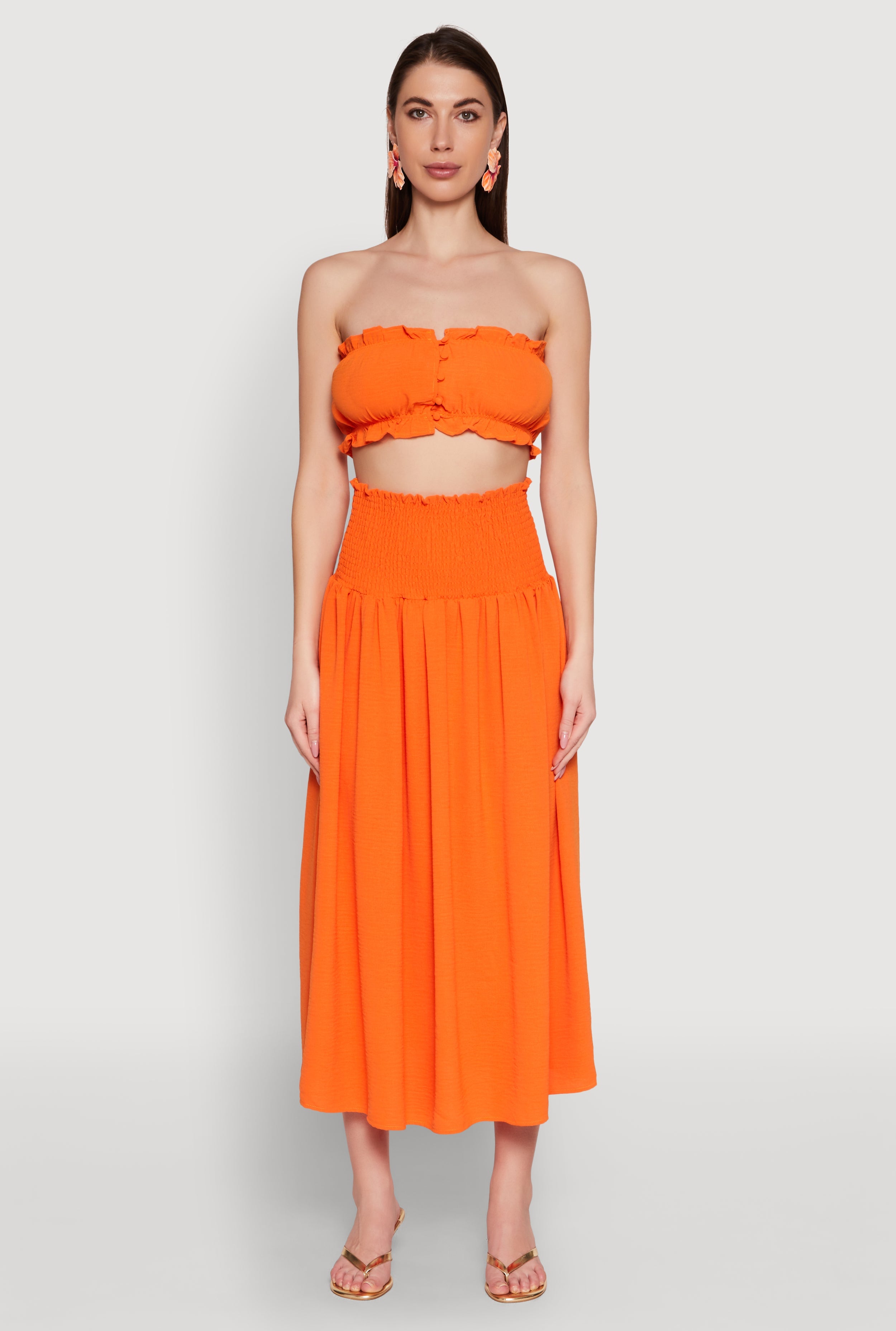 Airy Smocked High Waist Skirt