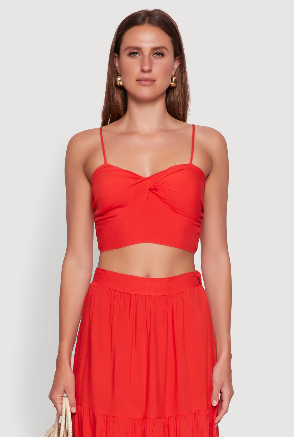 Stylish Padded Bustier with Twist Front Sweetheart Neckline