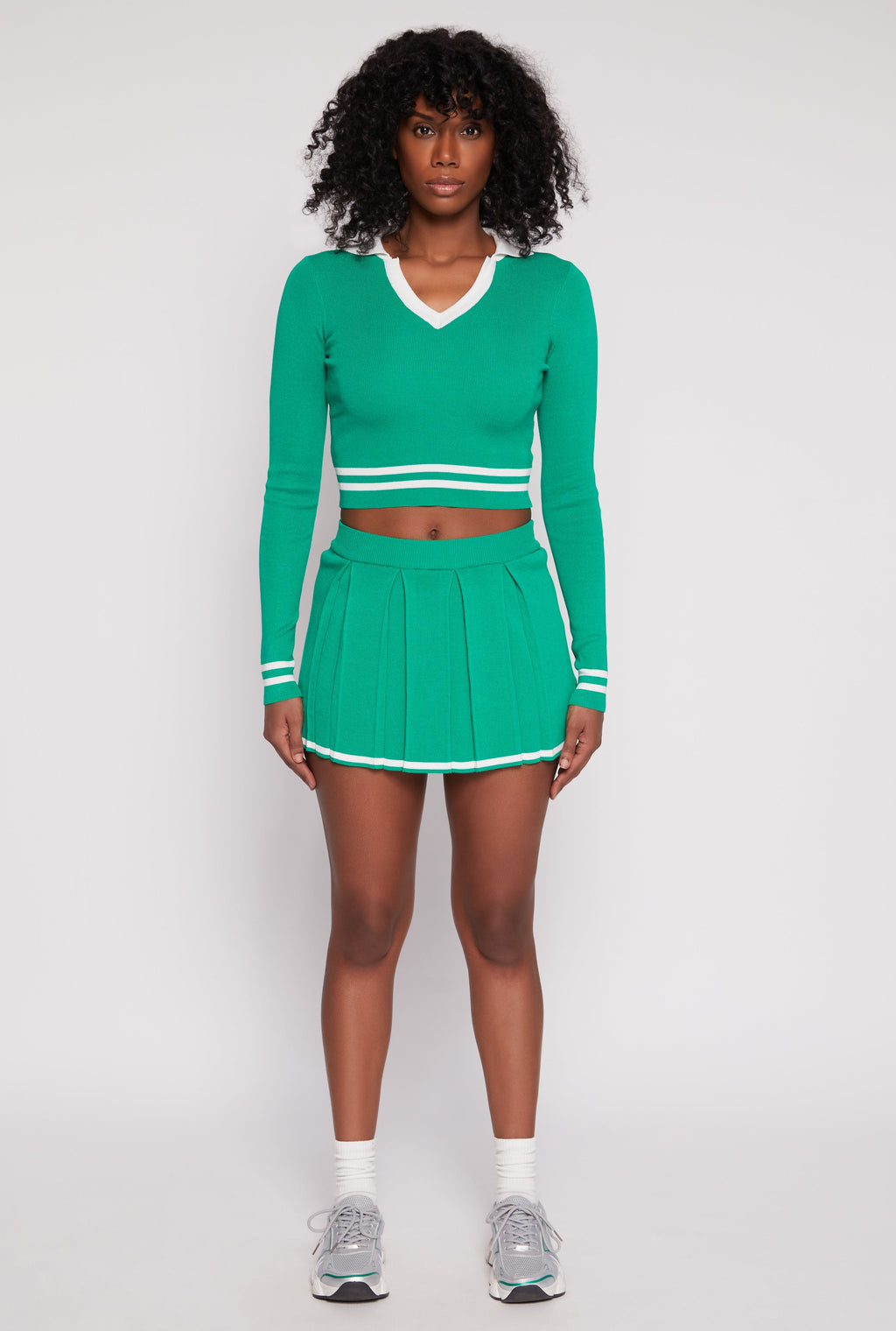 Daisy Contrast Trim Pleated Skirt