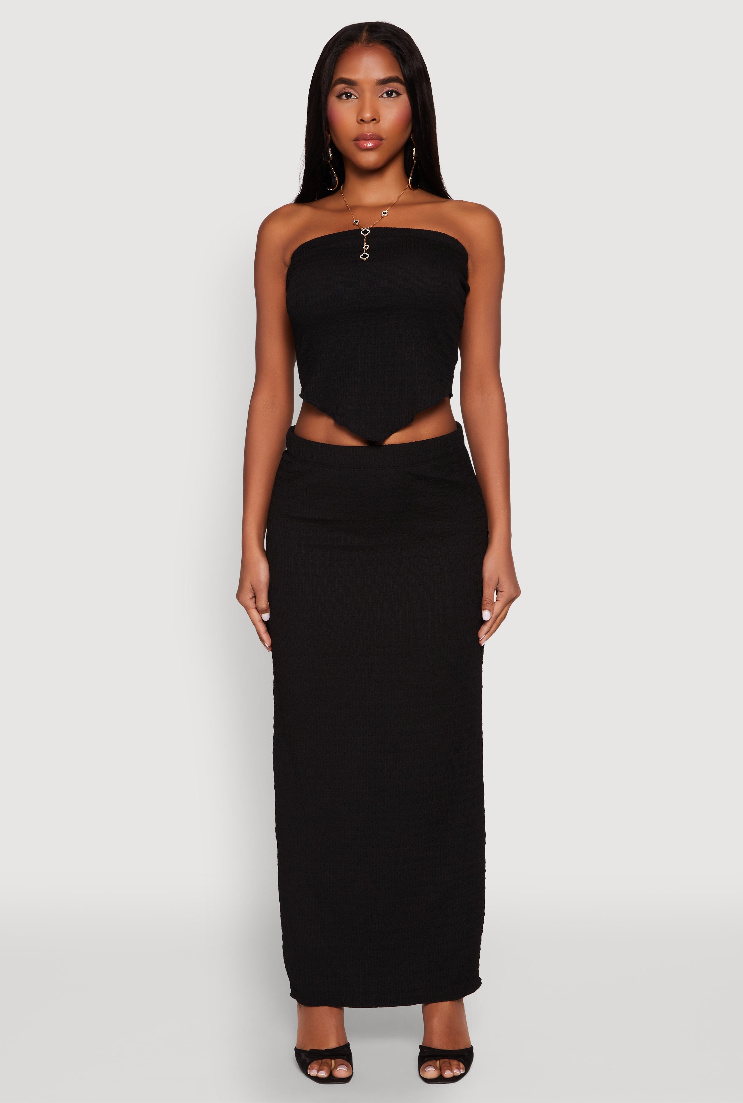 Almost Famous Textured Knit Maxi Skirt