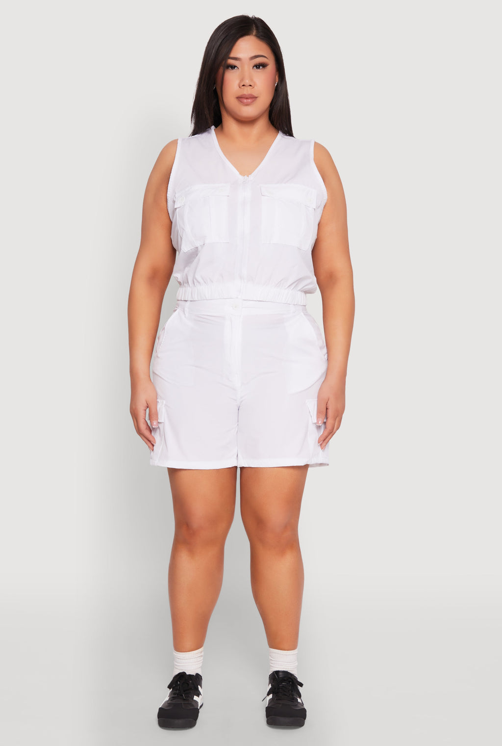 Plus Size Nylon Cargo Shorts