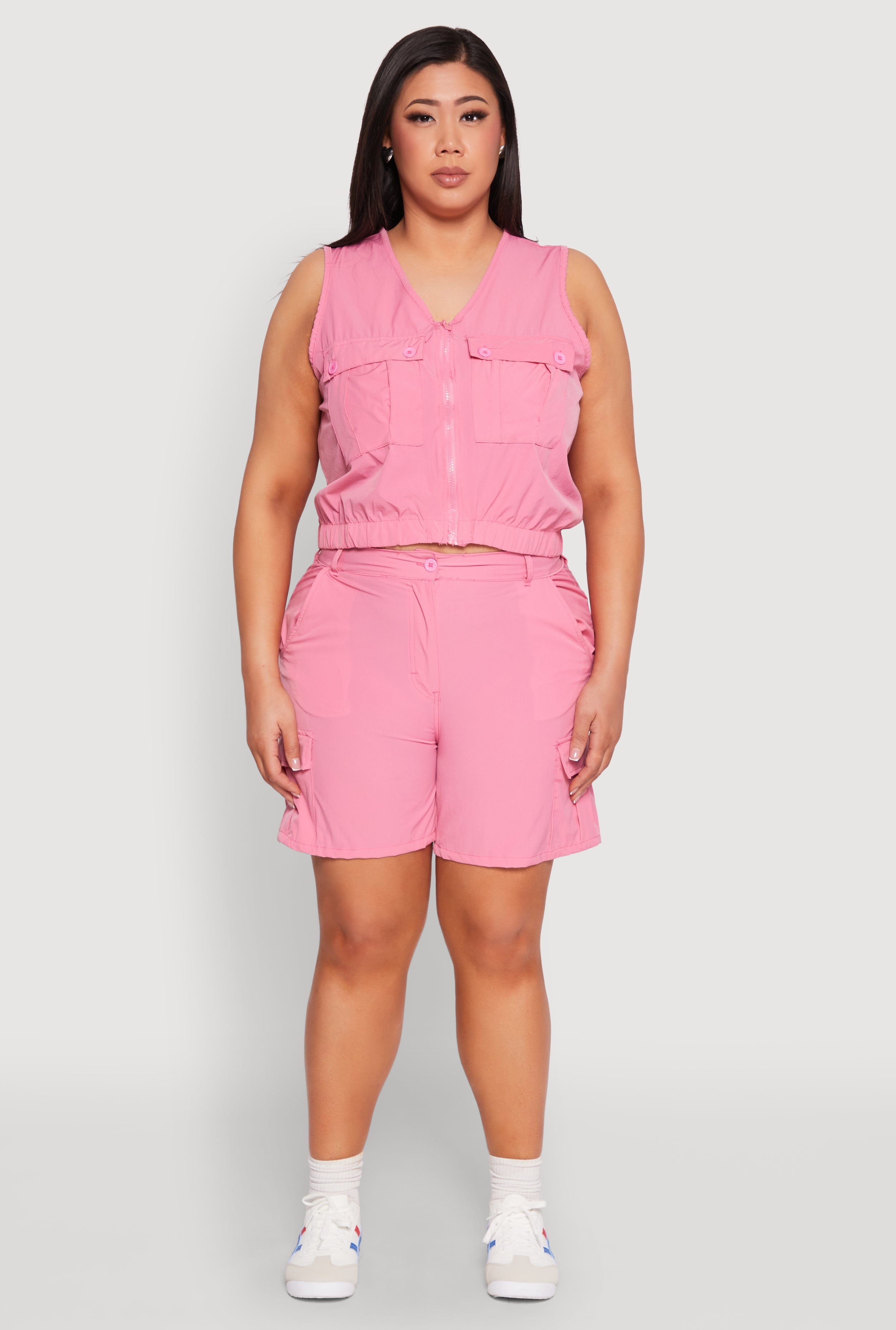 Plus Size Nylon Cargo Shorts