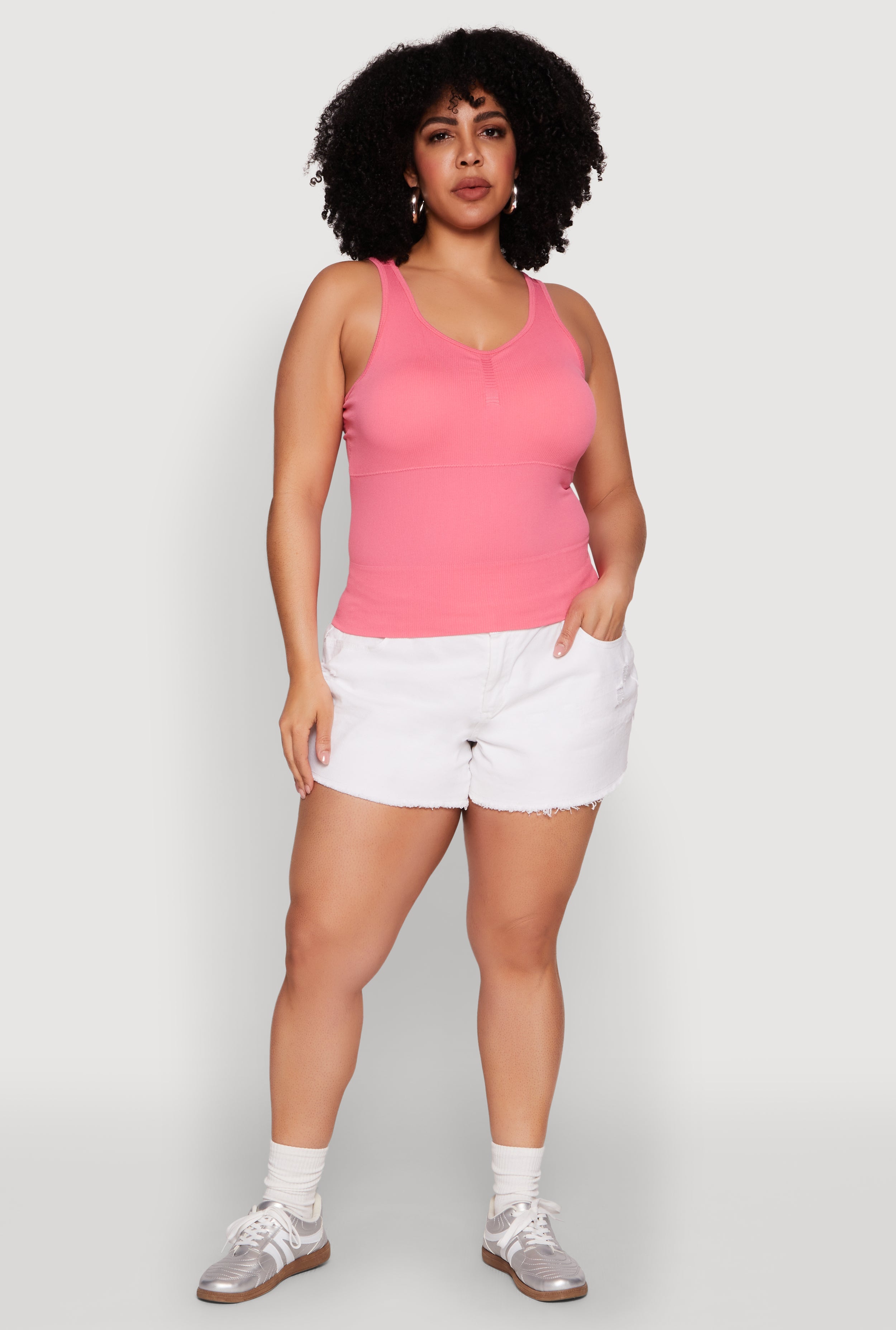 Plus Size Ribbed Knit Seamless Tank Top
