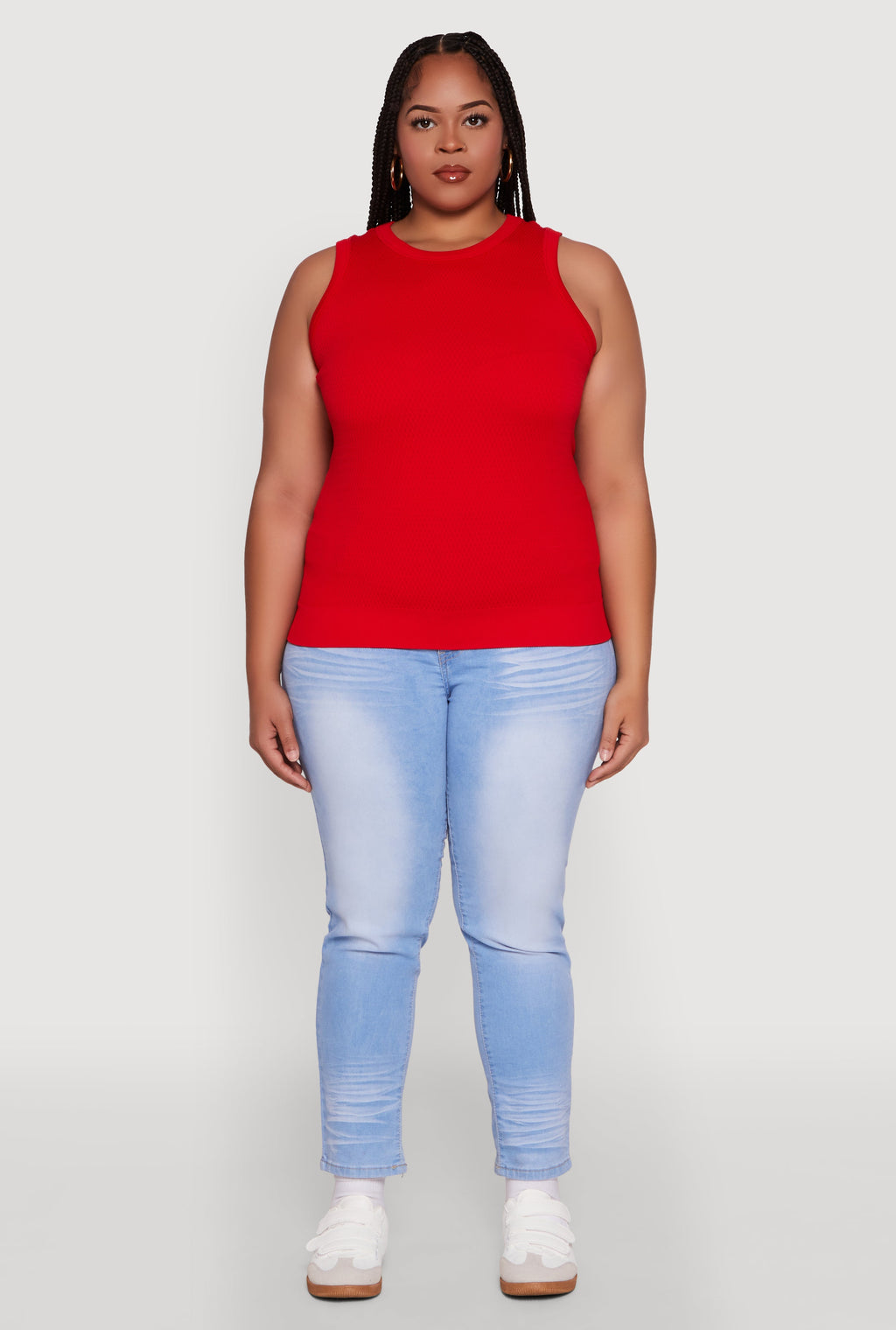 Plus Size Seamless Textured Knit Tank Top